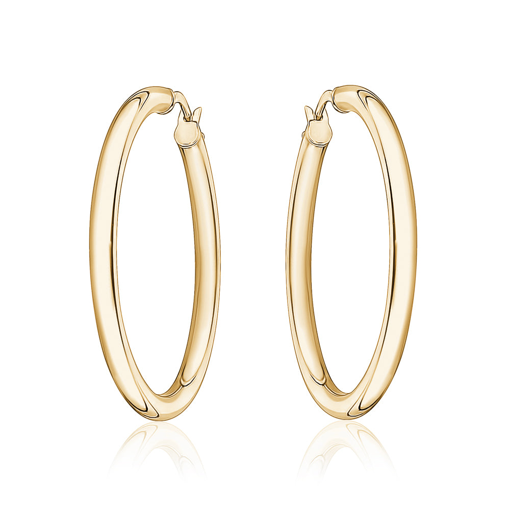10KT 3mm Round Tube Hoops