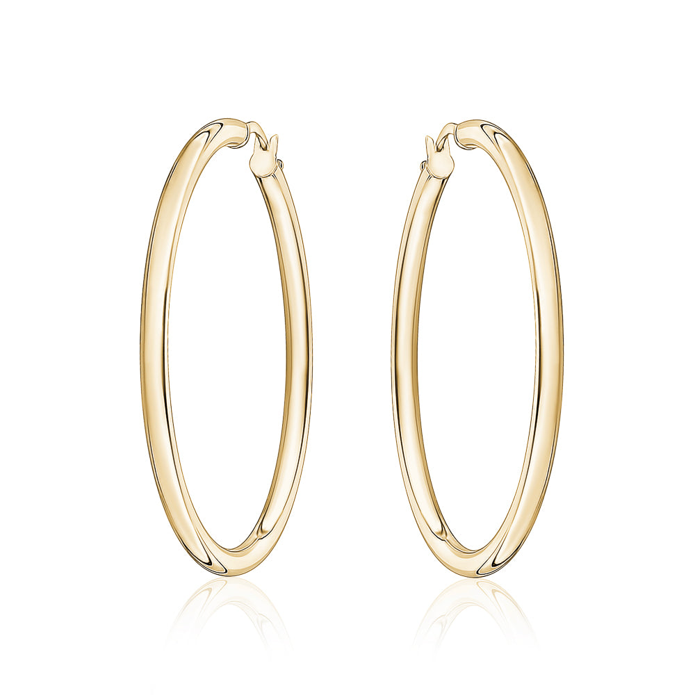 10KT 3mm Round Tube Hoops