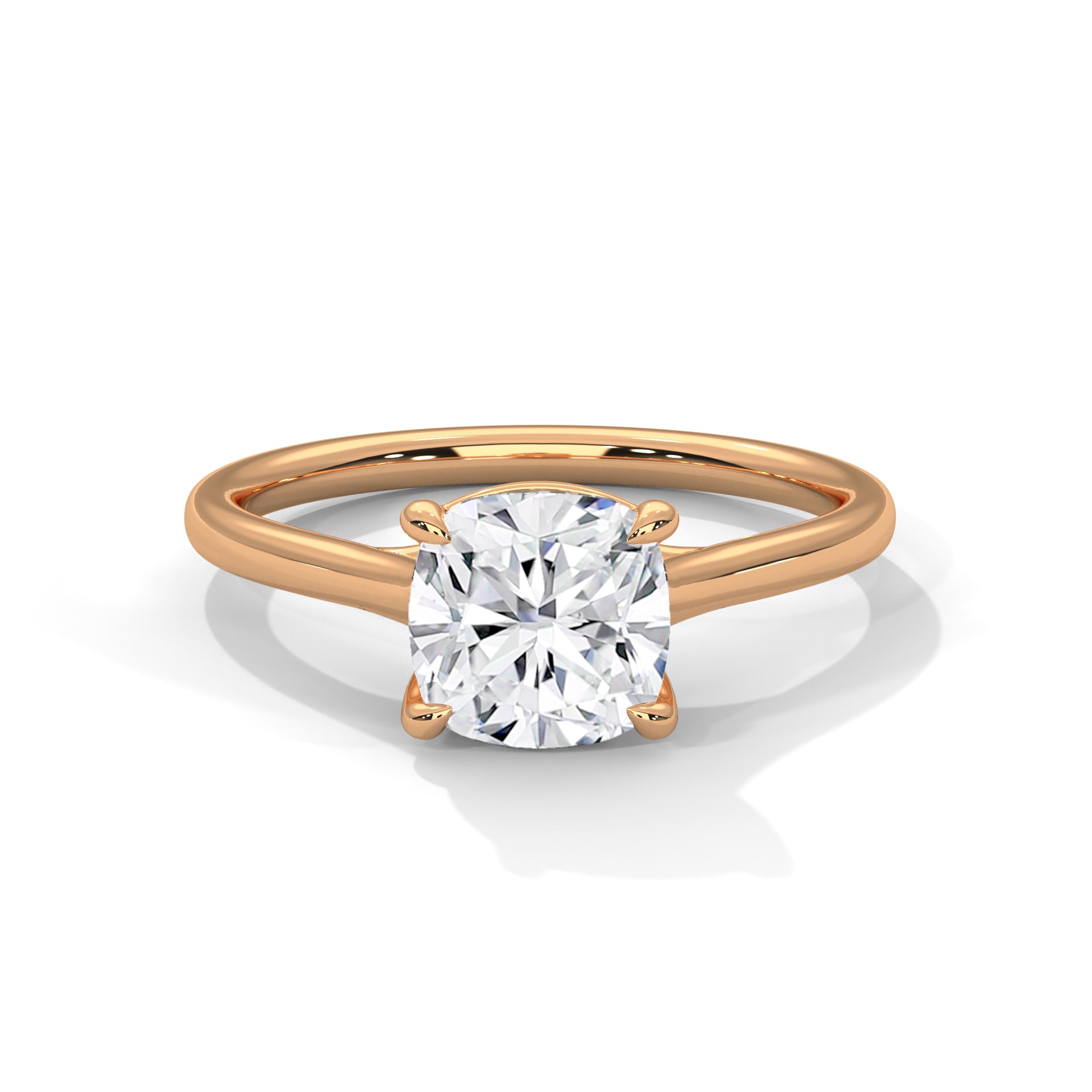 14KT 3.00CTW Cushion Cut Solitaire Lab Diamond Engagement Ring