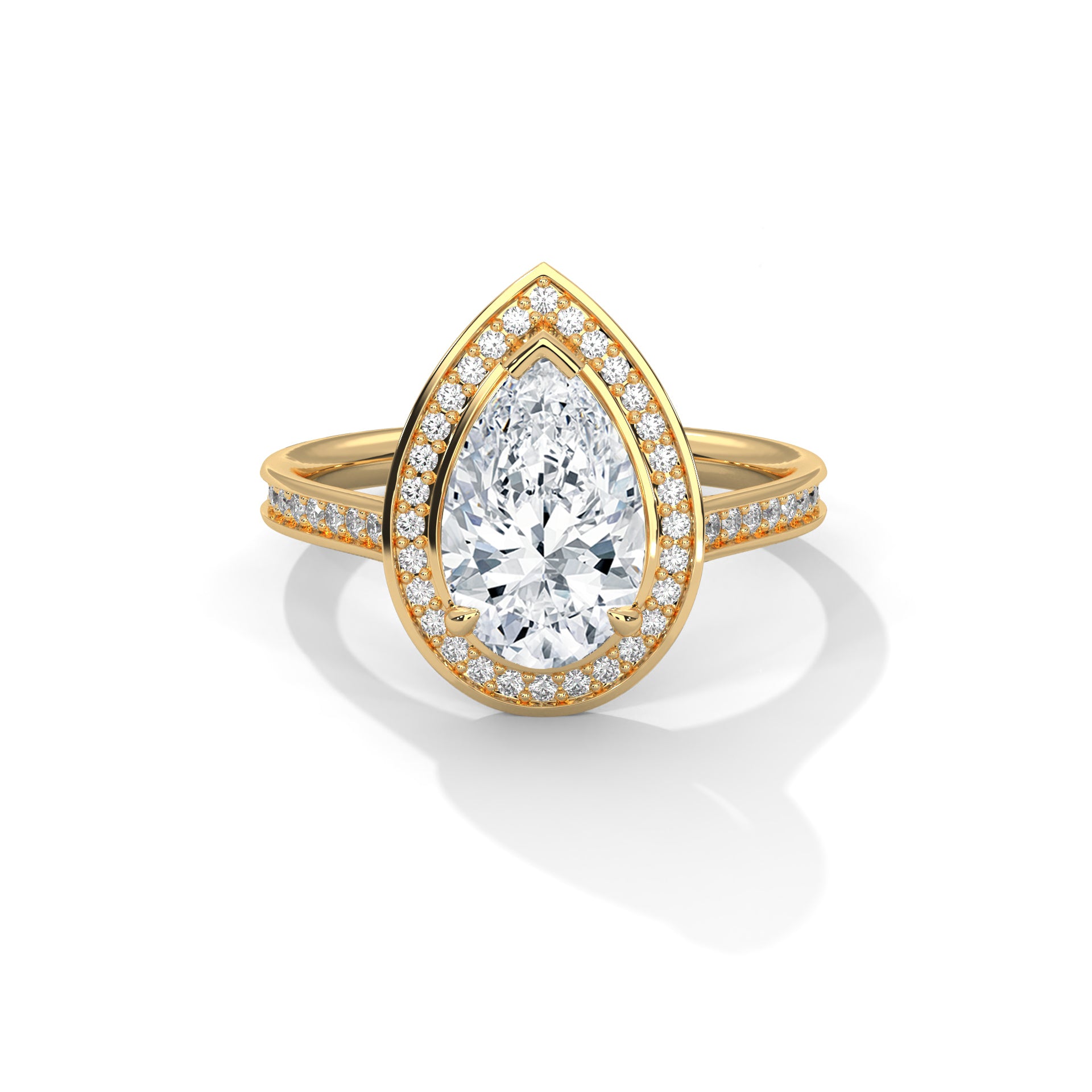 14KT 2.35 CTW Pear Halo Lab Diamond Engagement Ring