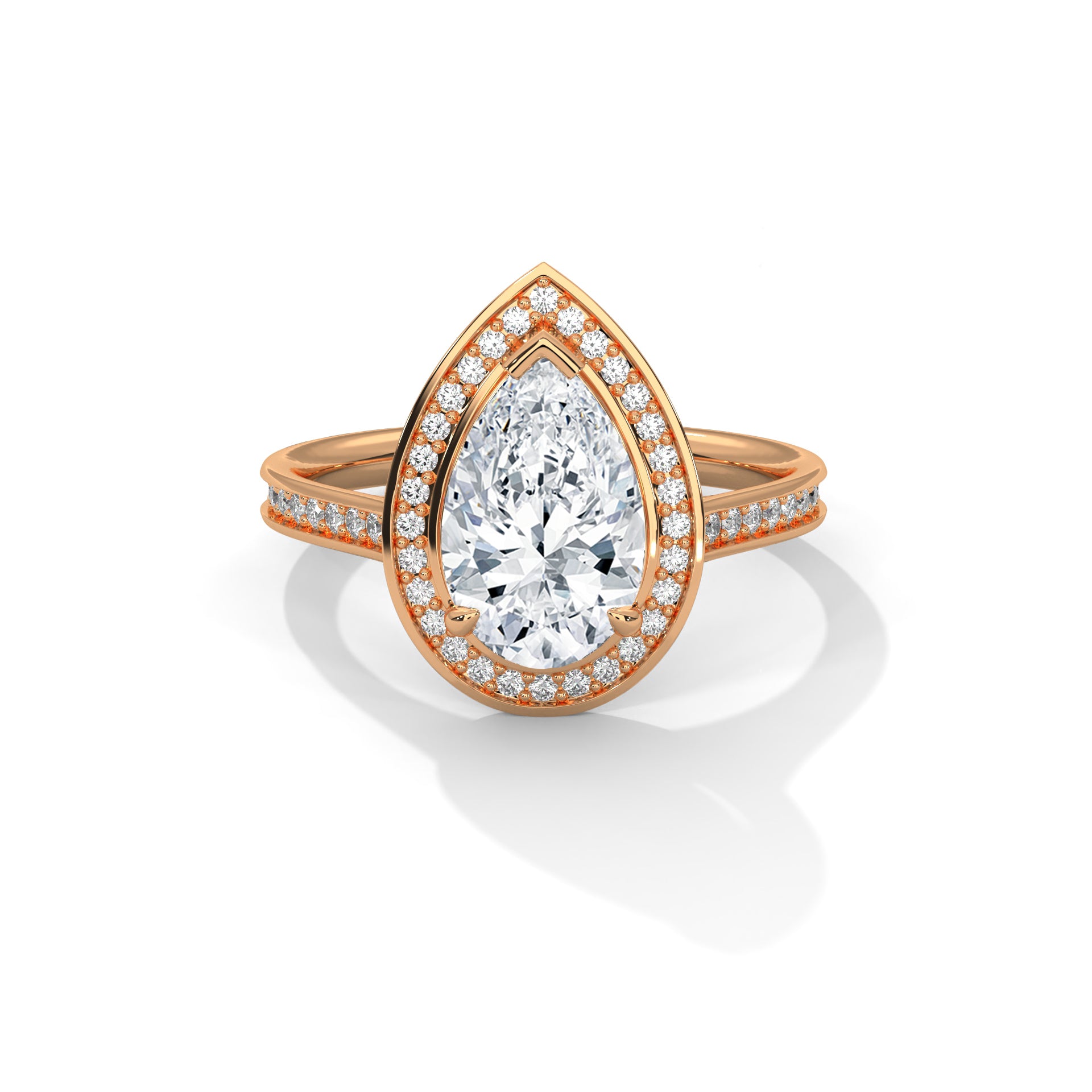 14KT 2.35 CTW Pear Halo Lab Diamond Engagement Ring