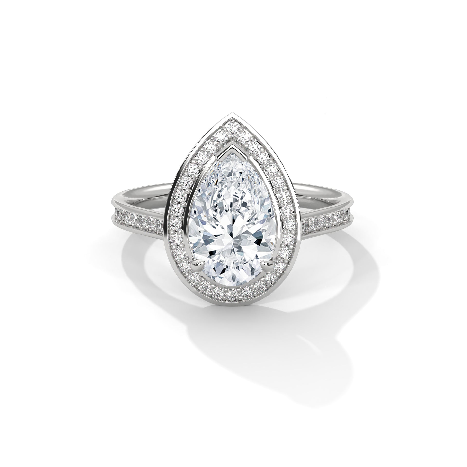 14KT 2.35 CTW Pear Halo Lab Diamond Engagement Ring