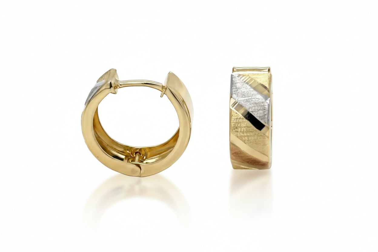 10KT Gold 3-tone Nevaeh Huggies