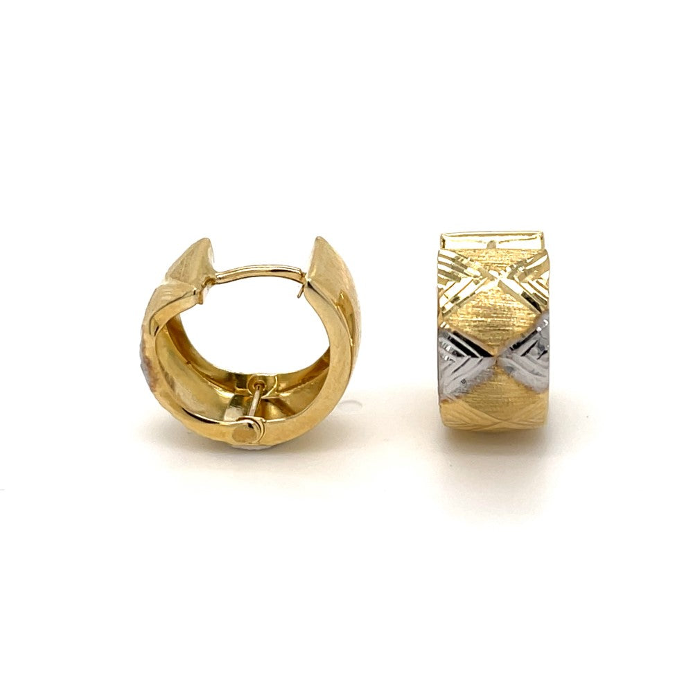 Diamond-cut Three-tone Huggies