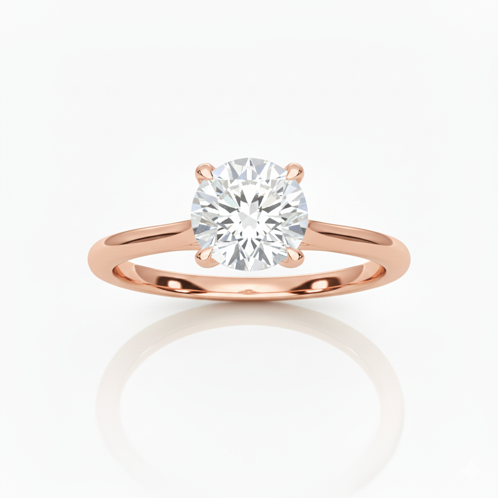 14KT .50Ct Round Brilliant Solitaire Lab Diamond Engagement Ring