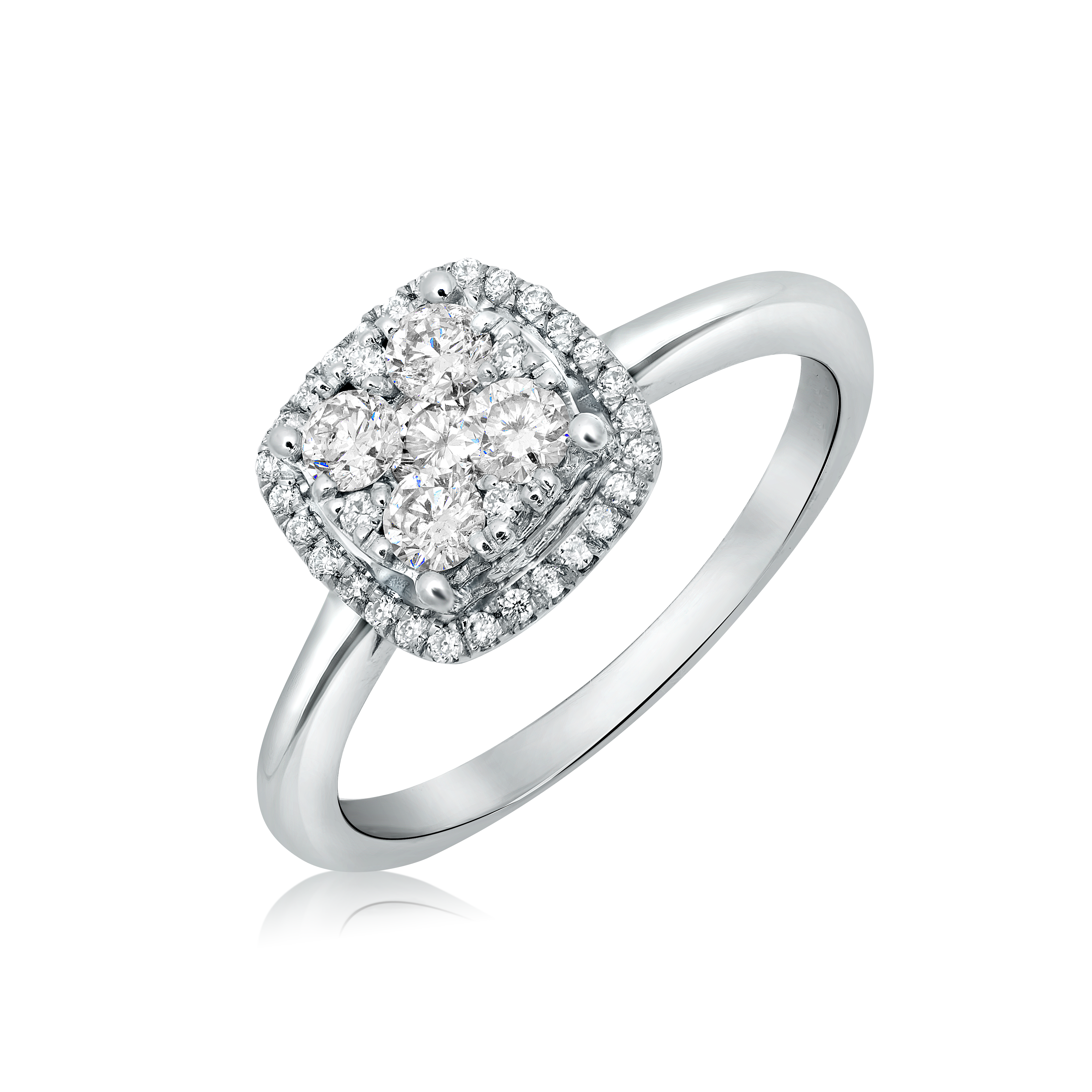 18KT 0.50 CTW Women’s Halo Amaryllis Engagement Ring