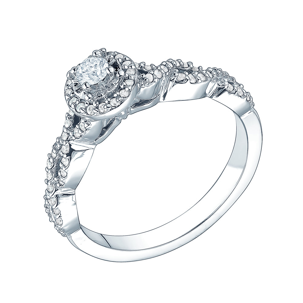 14KT 0.30 CTW Women’s Twisted Halo Engagement Ring