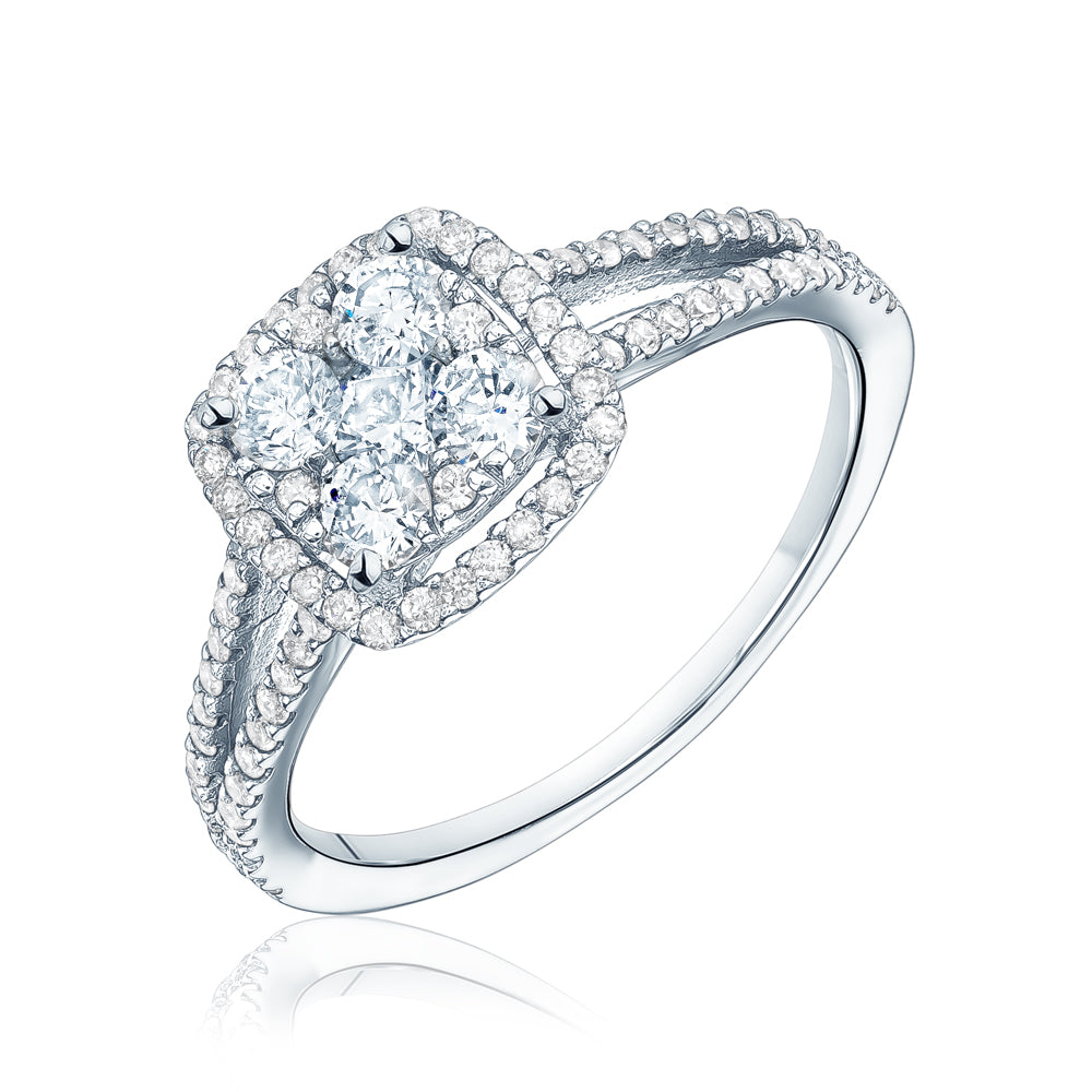 14 KT 0.72 CTW Women’s Square Halo Engagement Ring