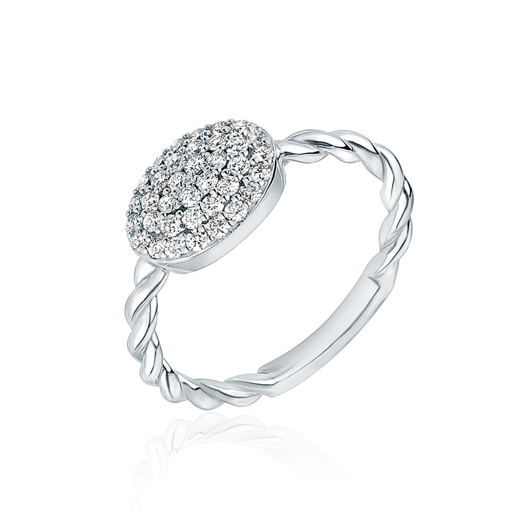 14KT 0.37 CTW Women’s Oval Cluster Diamond Ring