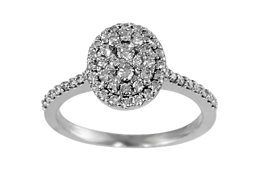14KT 0.65 CTW Women’s Oval Cluster Diamond Ring