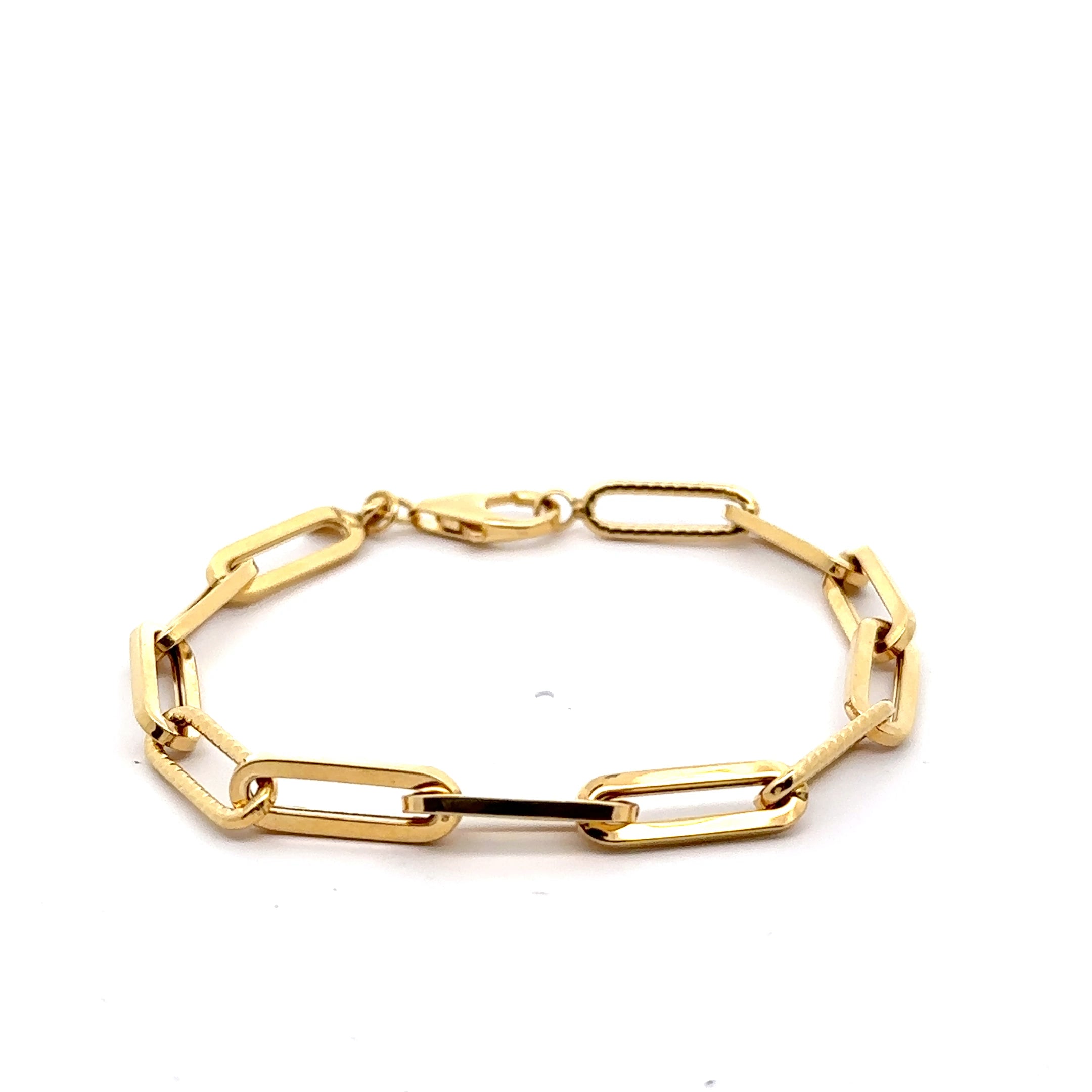 10KT Yellow Gold Paper Clip Style Women's Bracelet