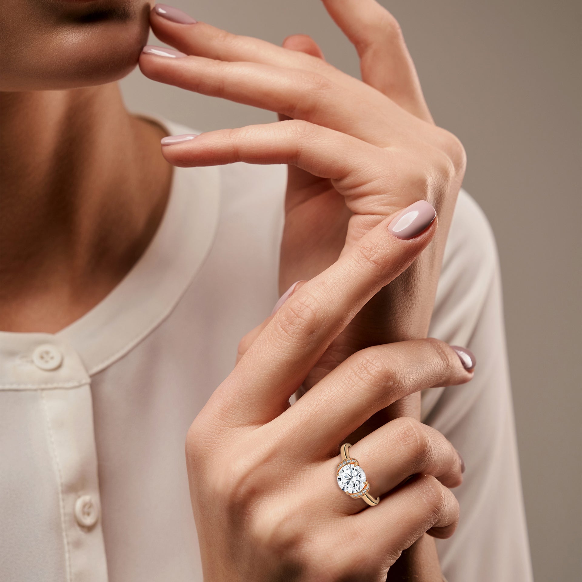 14KT 2.12 CTW Round Lab Grown Diamond Engagement Ring