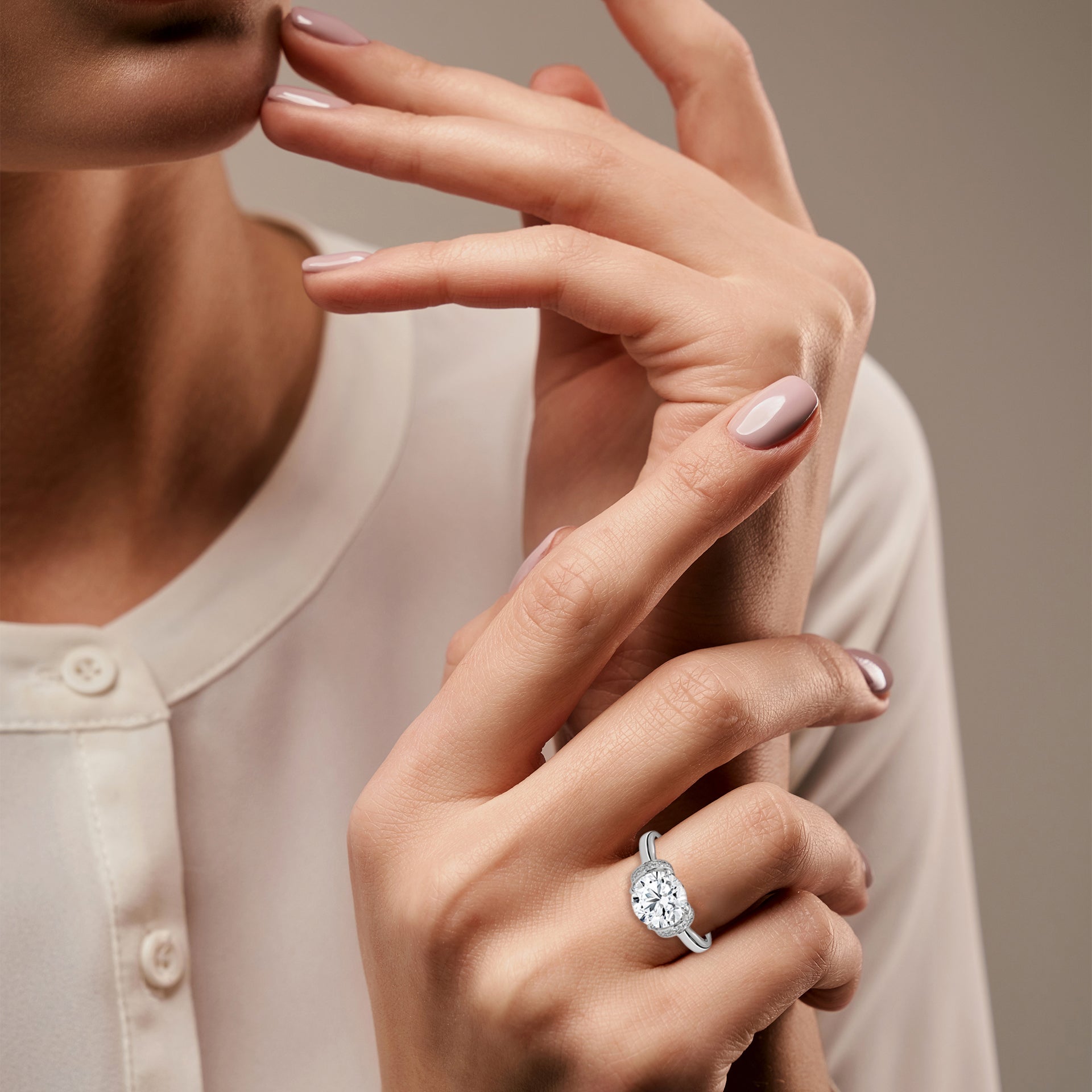 14KT 2.12 CTW Round Lab Grown Diamond Engagement Ring
