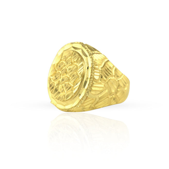 10KT Round Nugget Men’s Ring – Bold & Classic Gold Design