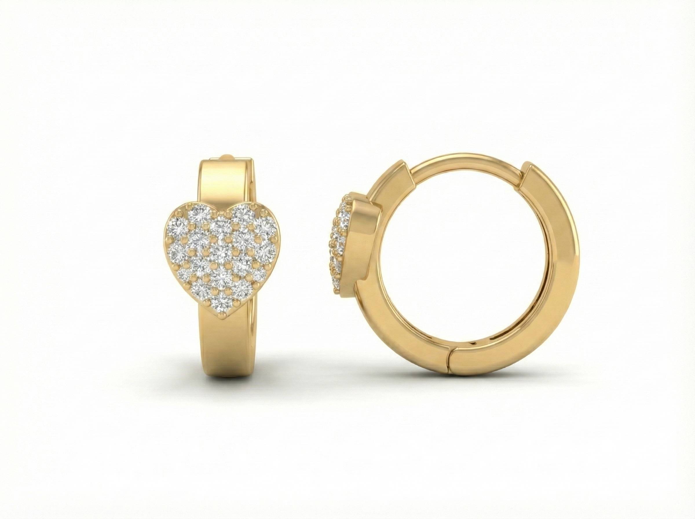 10KT Gold Heart Huggies