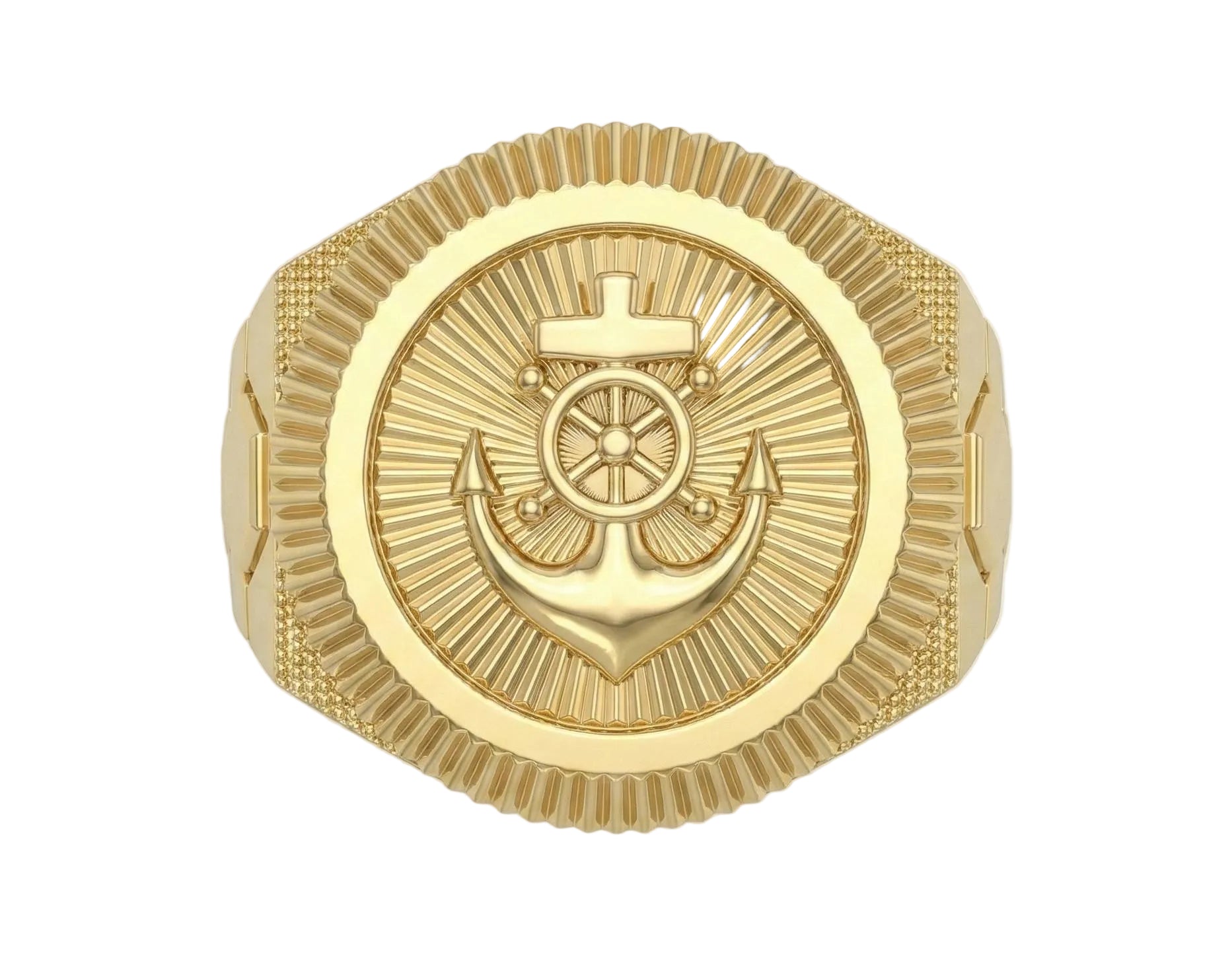 10KT Yellow Gold Men's Mariner’s Anchor Ring