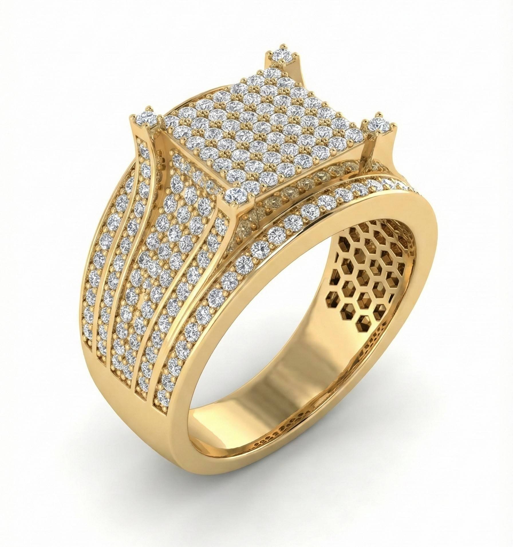 10KT Yellow Gold Men's Studded Ring