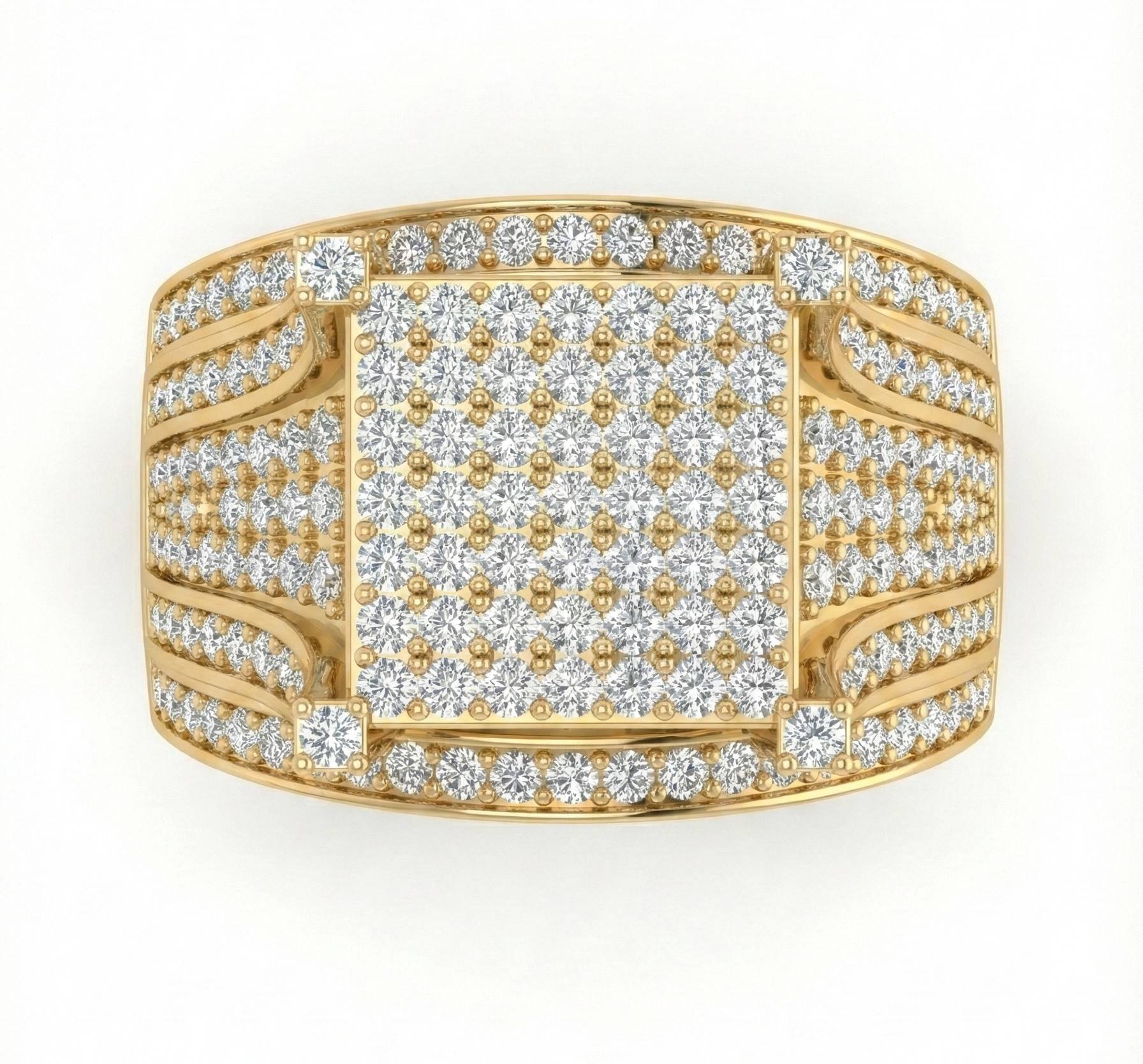 10KT Yellow Gold Men's Studded Ring