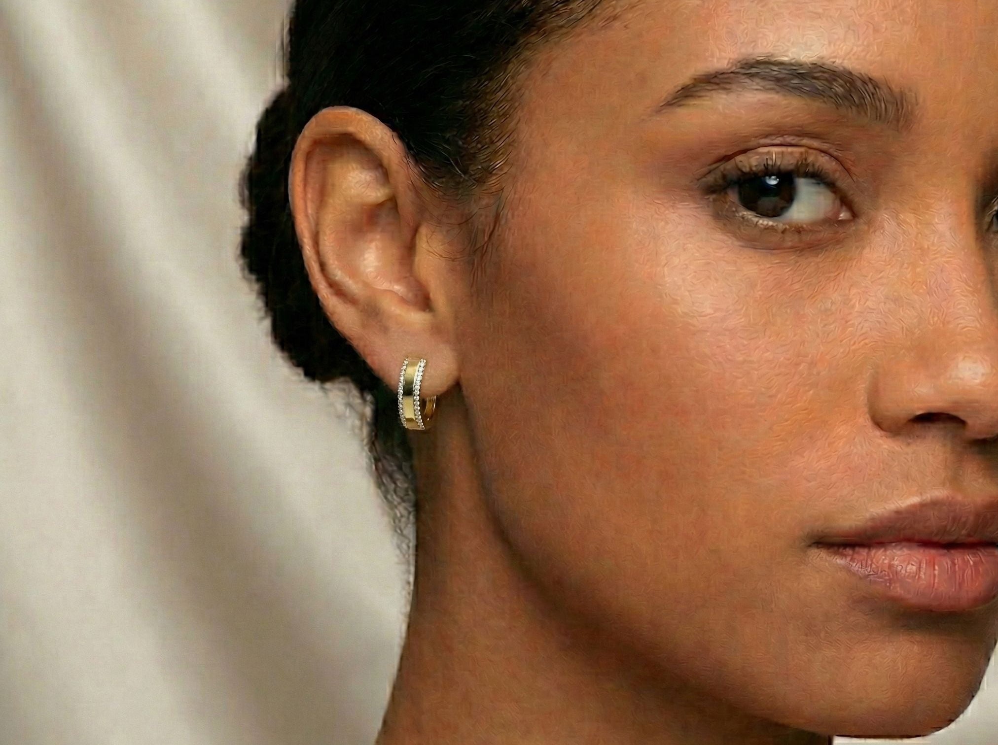 10KT Gold Paved Plain Finish Huggies