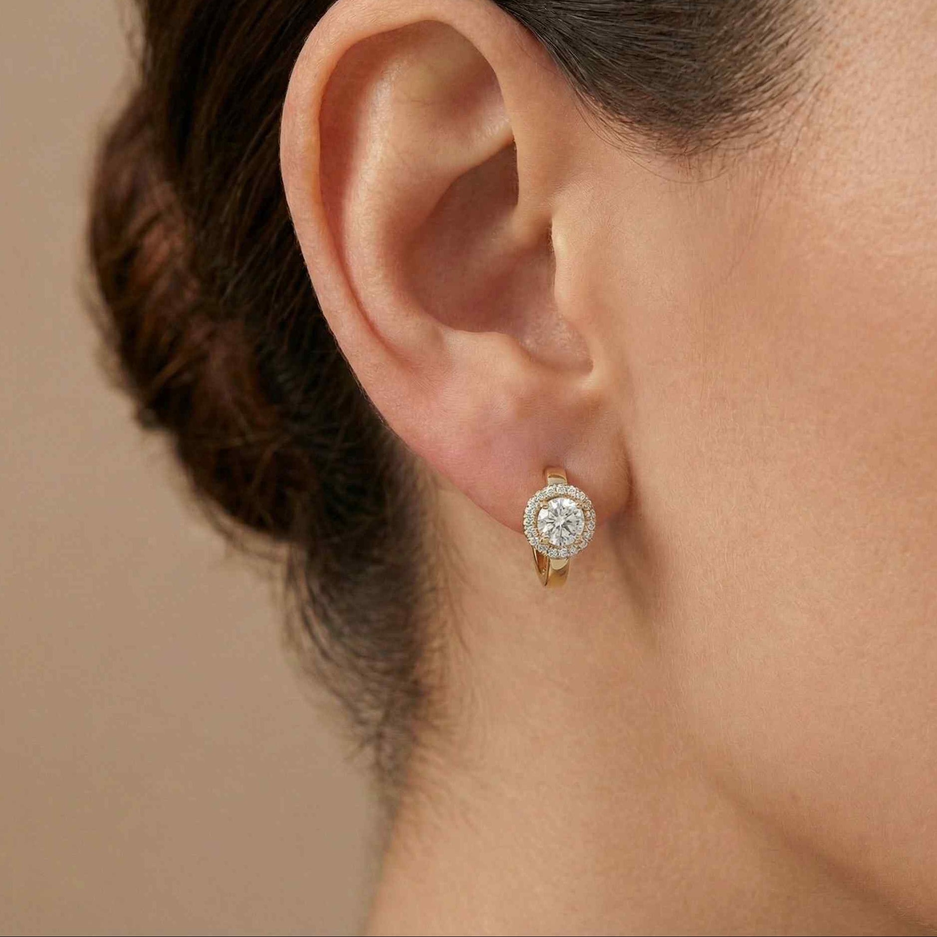 10KT Gold Halo Huggies