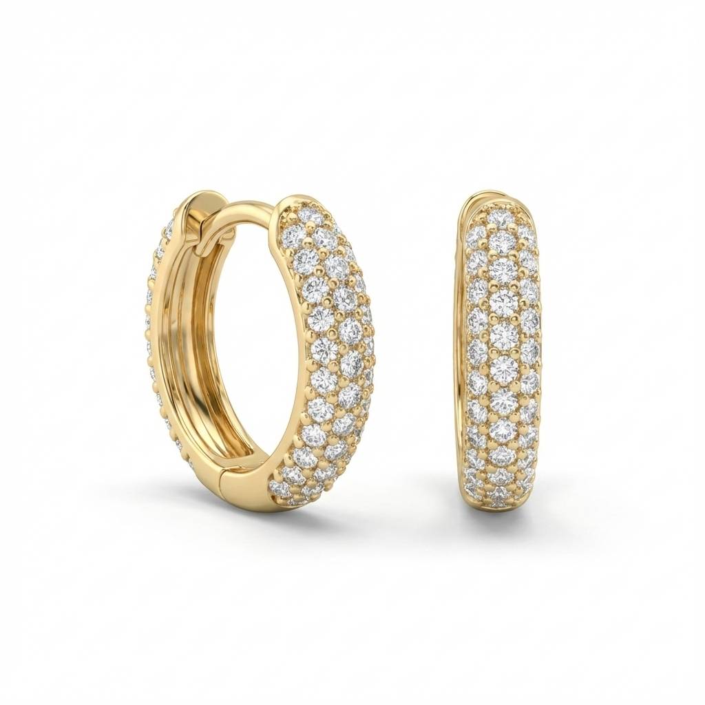 10KT Gold Paved Avira Huggies