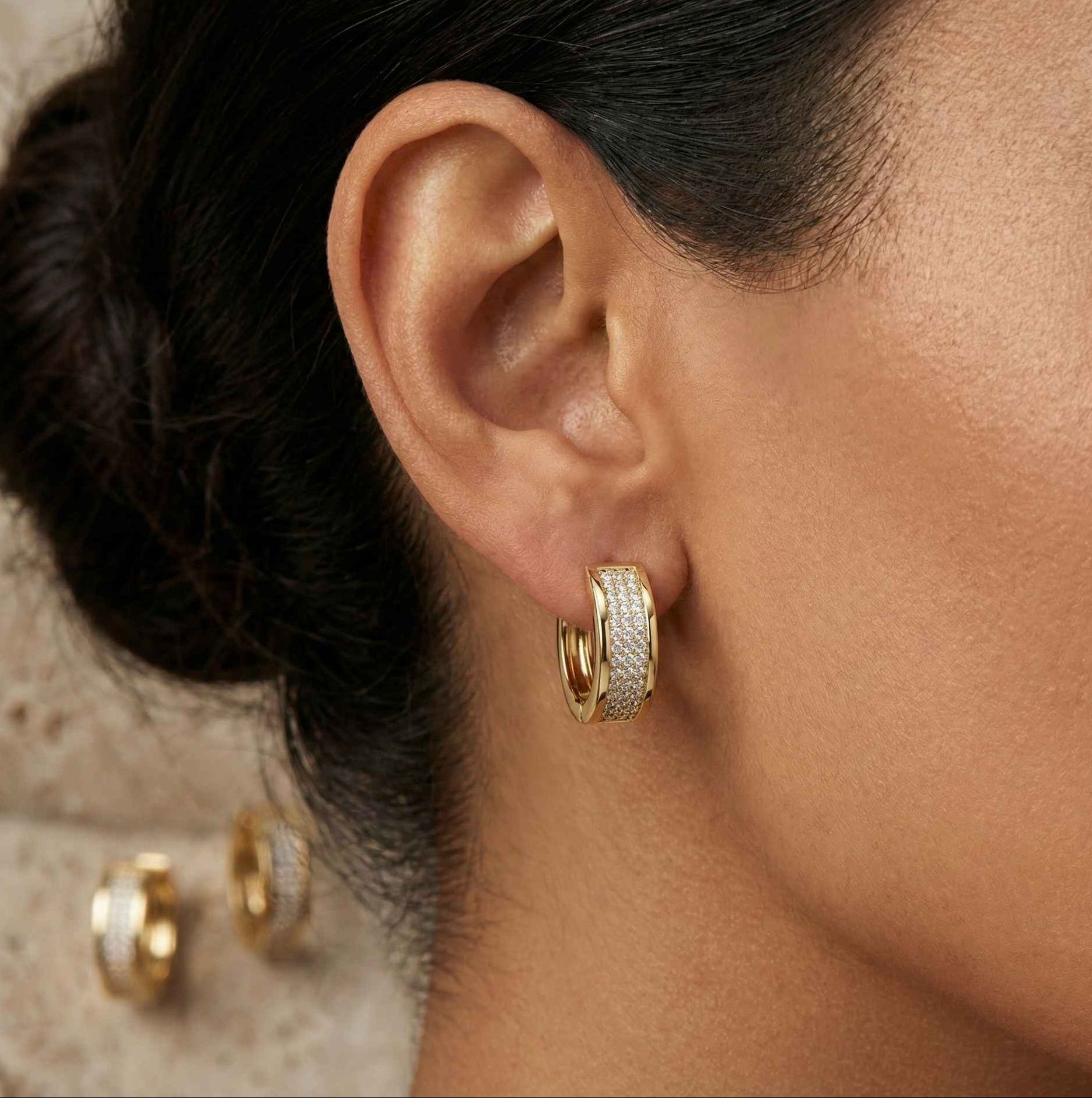 10KT Gold Paved Senna Huggies