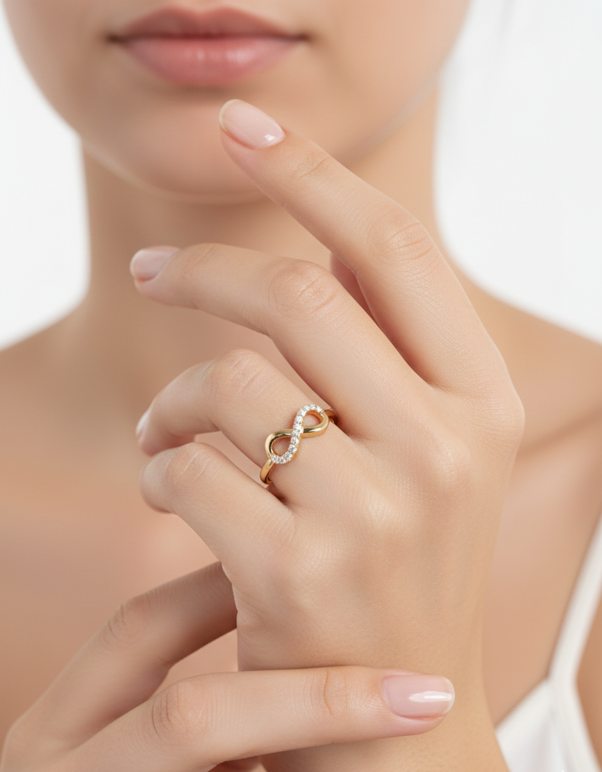 10KT Studded Infinity Ring