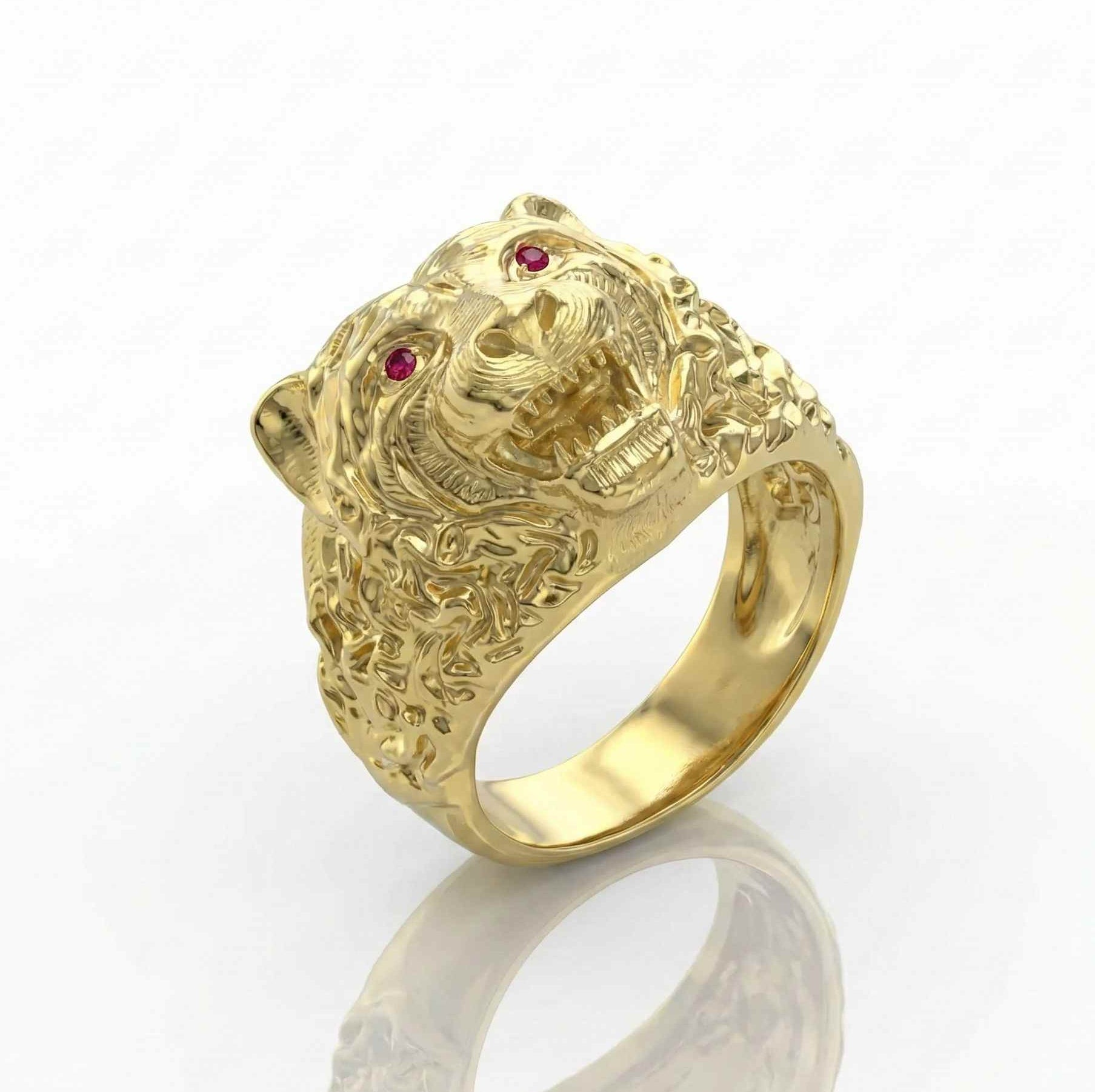 10KT Men’s Tiger Head Ring