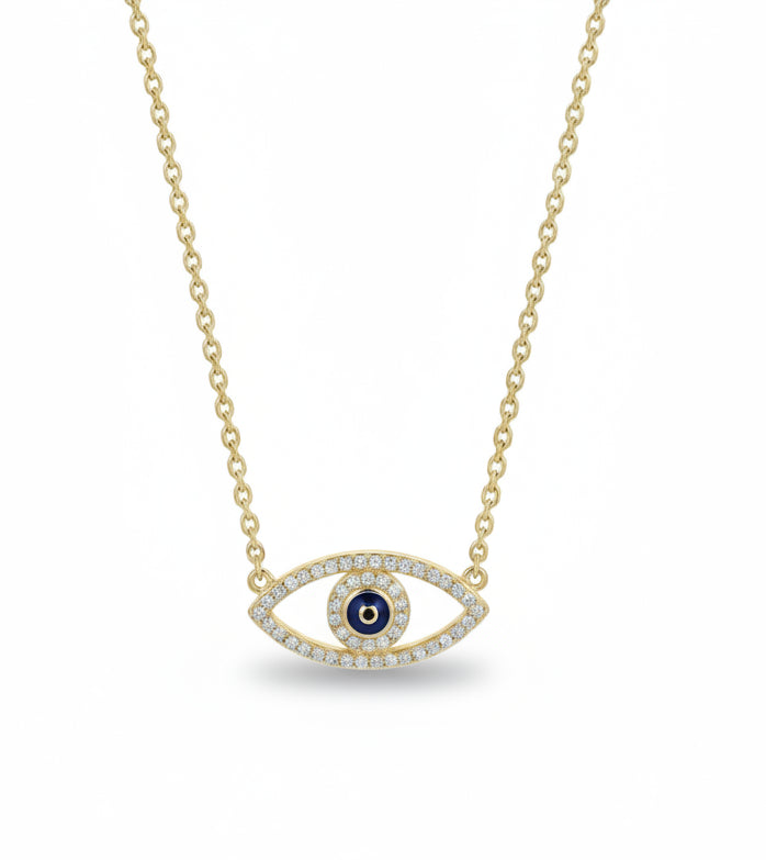 10KT Yellow Gold Evil Eye Necklace