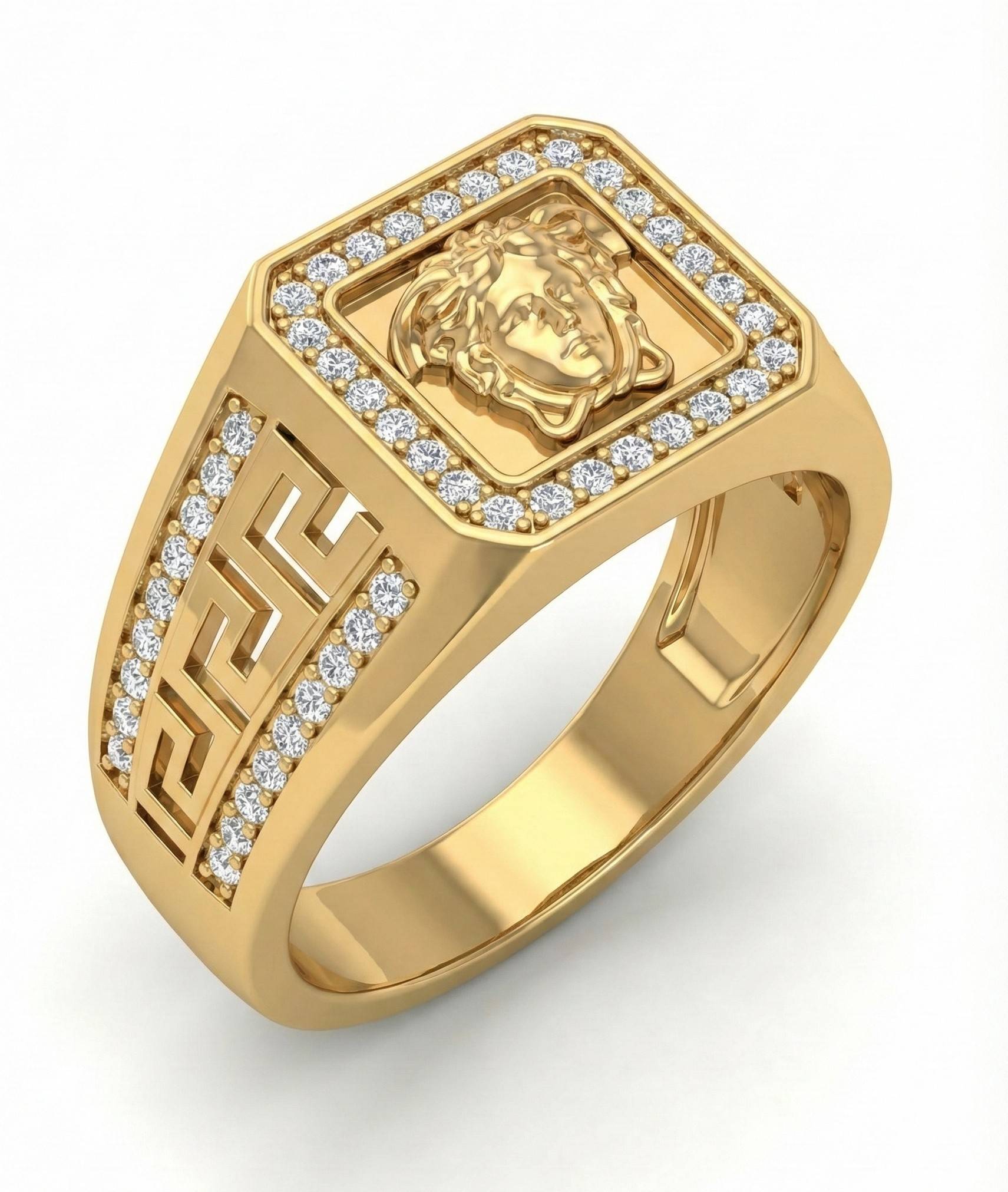 10KT Yellow Gold Men's Medusa Face Ring