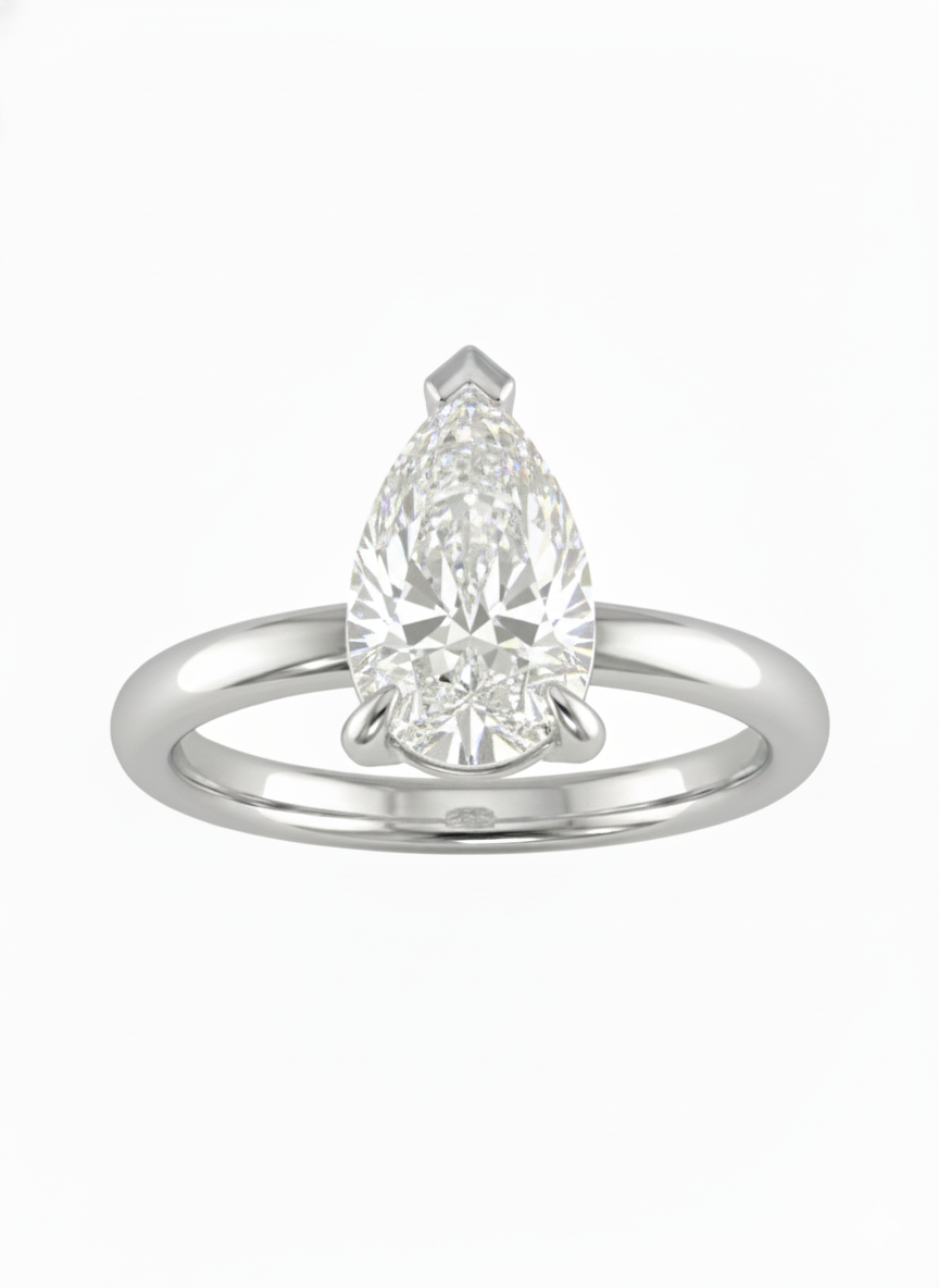 14KT .50Ct Pear Solitaire Diamond Engagement Ring