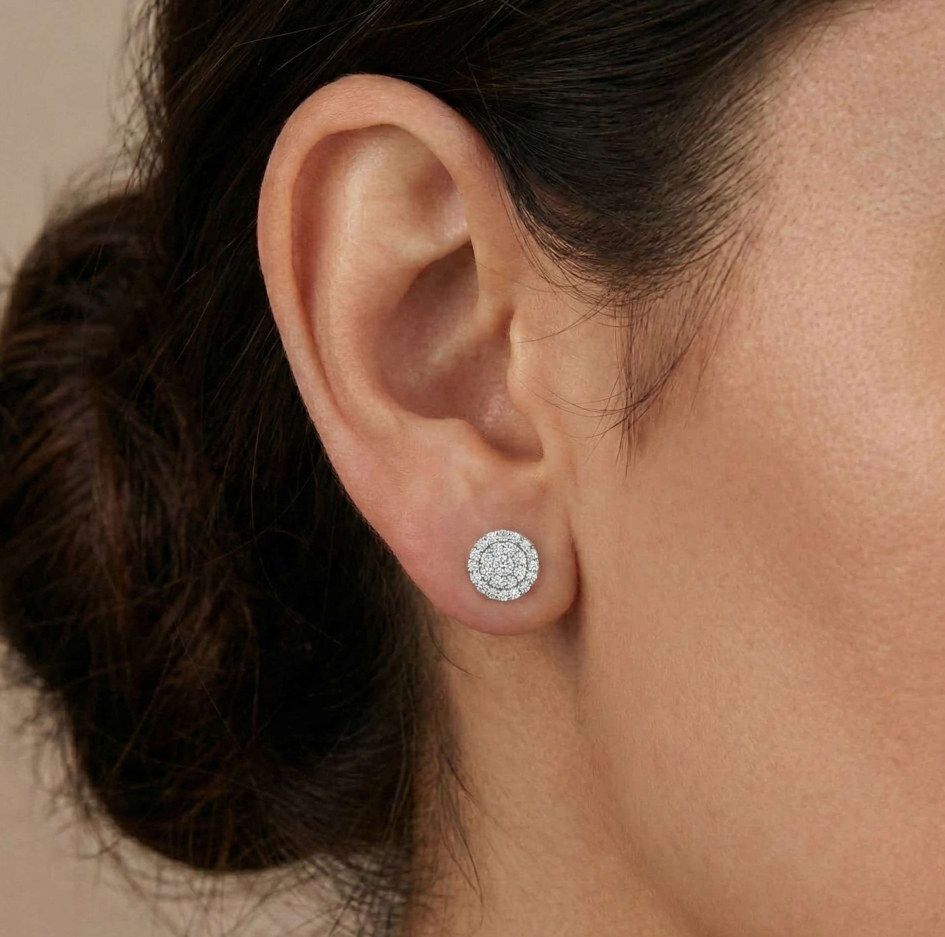 14KT 0.65 CTW Round Cluster Studs