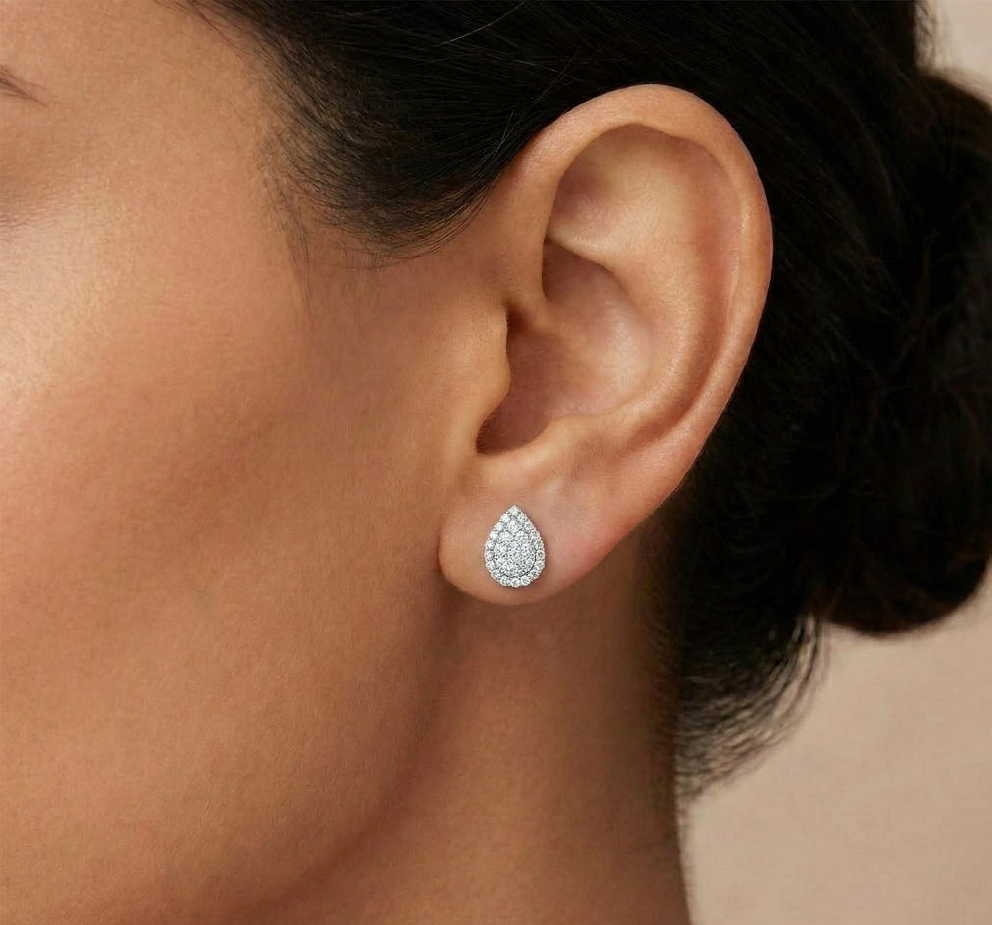 14KT 0.66 CTW Drop Cluster Studs