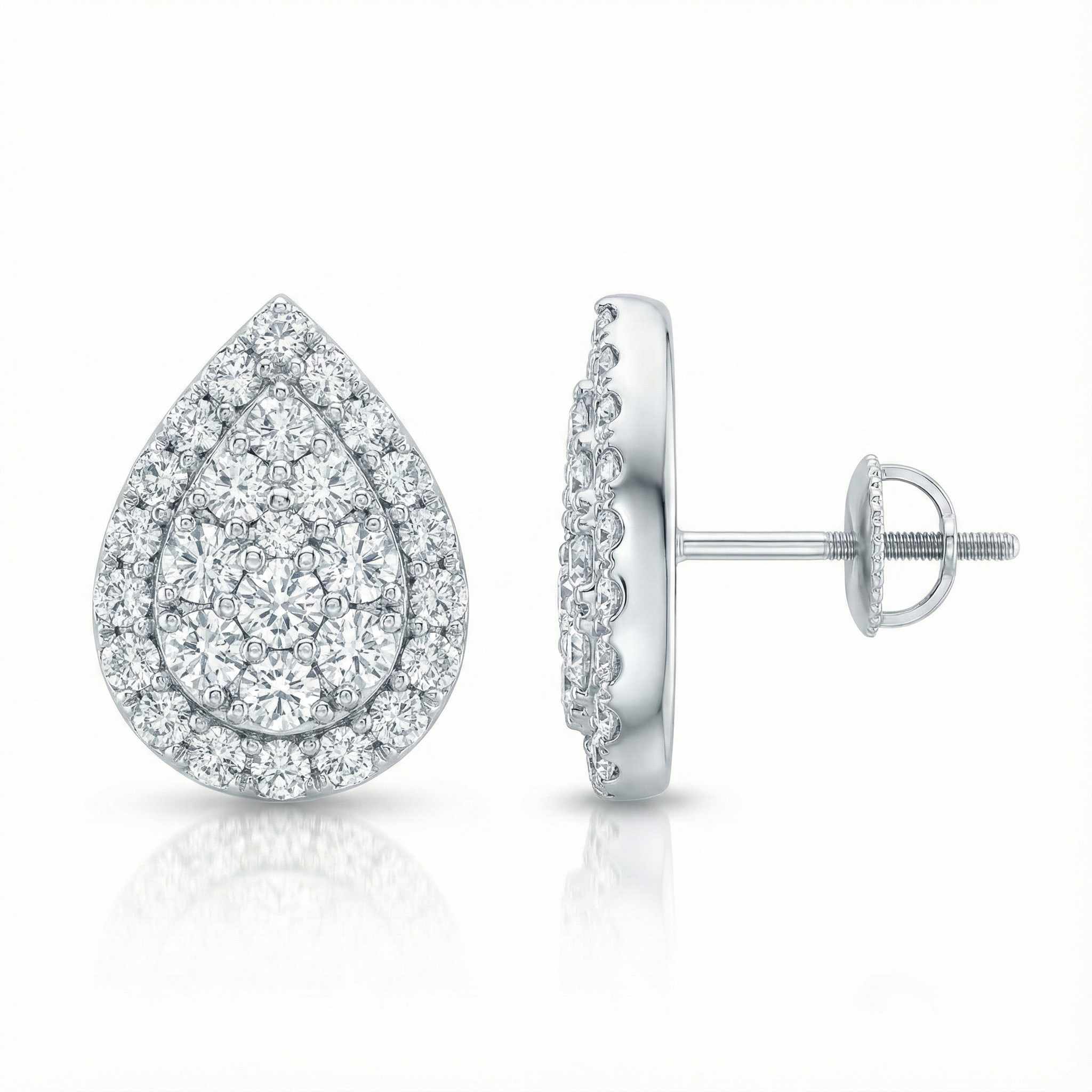 14KT 0.66 CTW Drop Cluster Studs