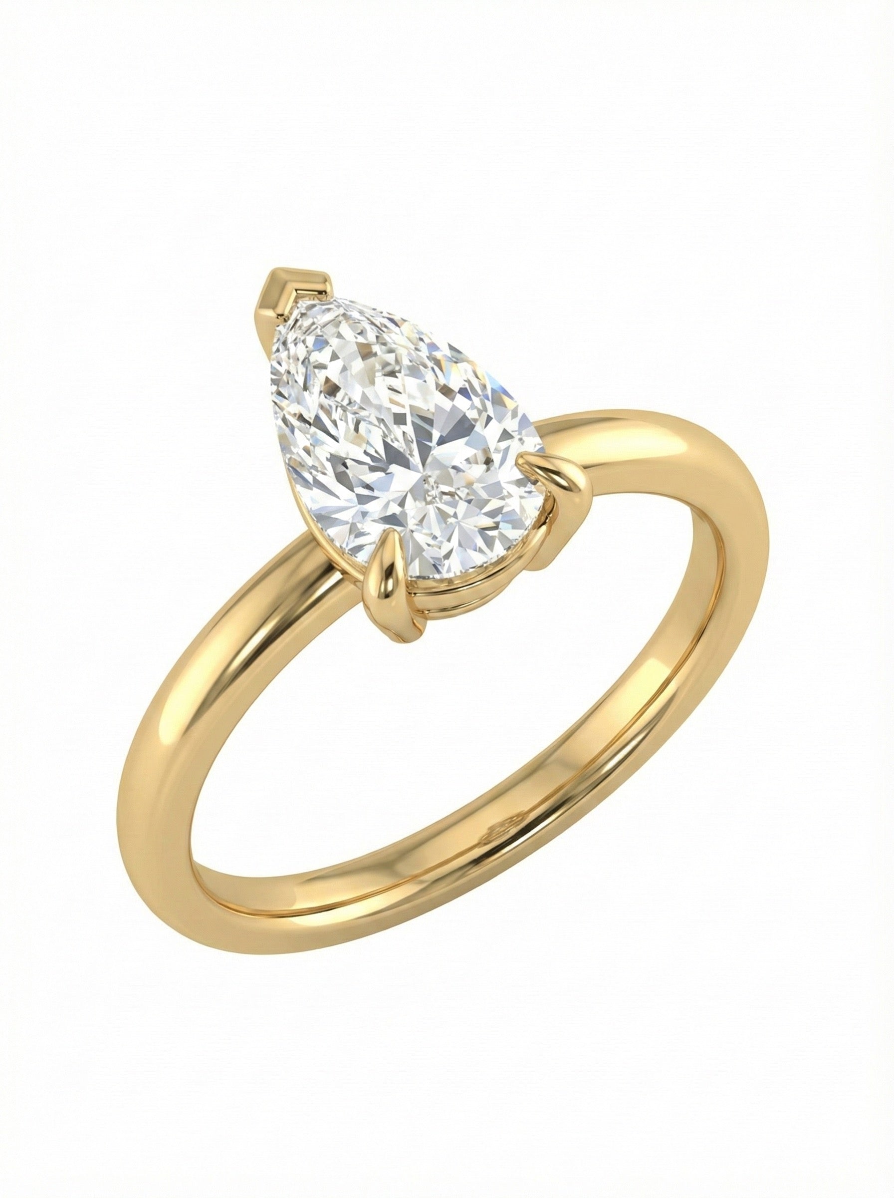 14KT 1.0Ct Pear Solitaire Diamond Engagement Ring