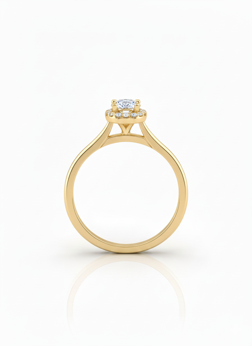 14KT .60Ct TDW Oval Halo Solitaire Lab Diamond Engagement Ring