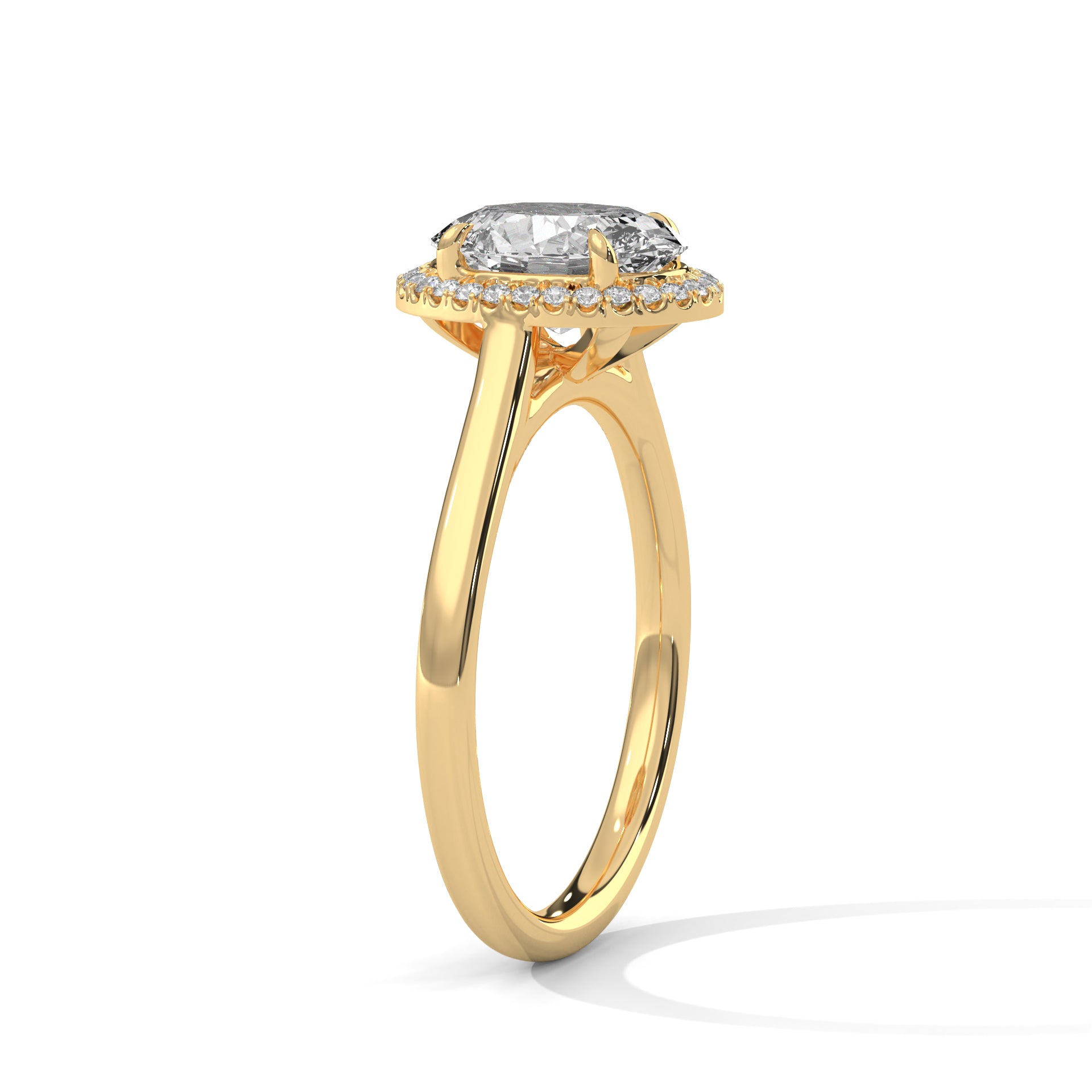 14KT 2.14 TDW Oval Halo Lab Diamond Engagement Ring