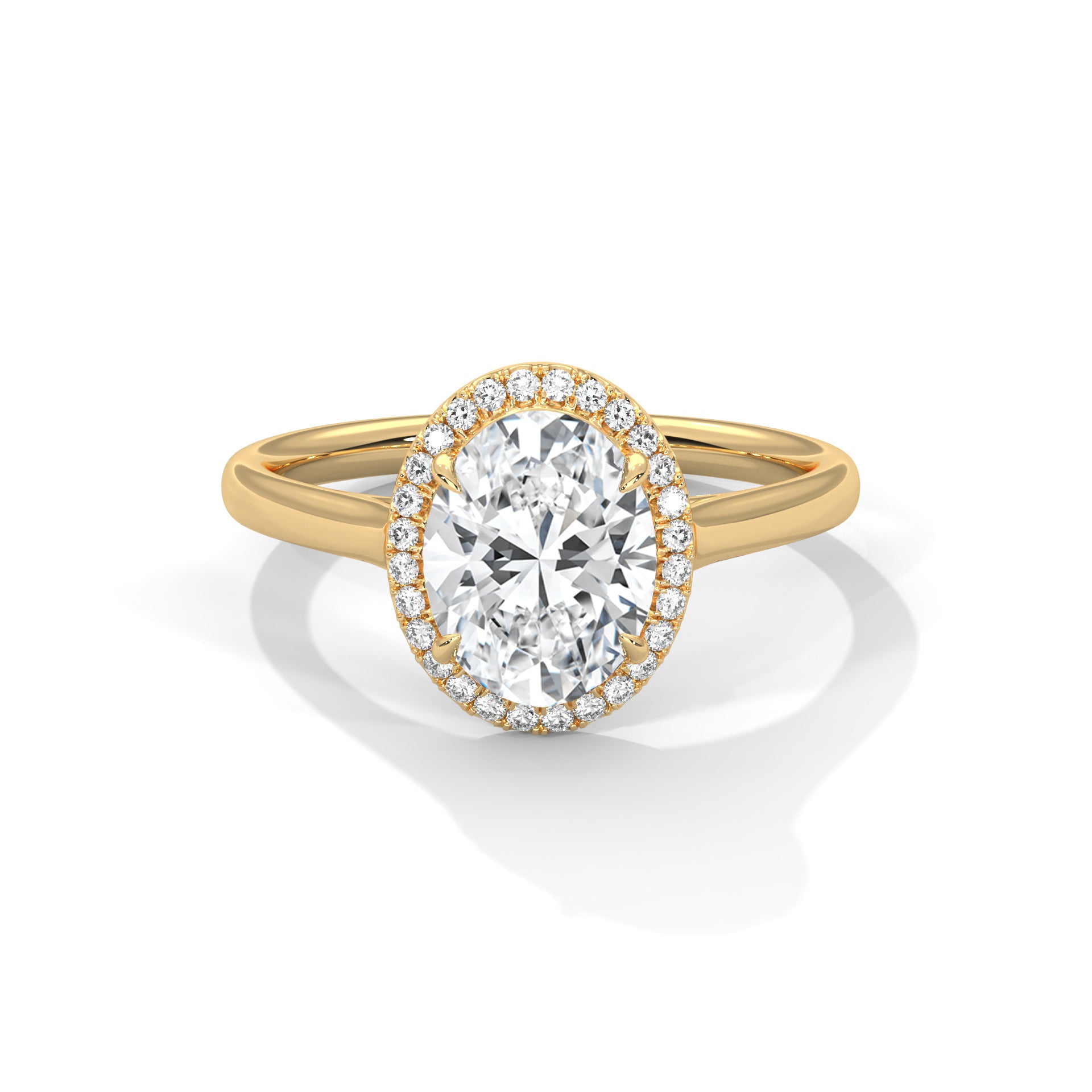 14KT 3.14 TDW Oval Halo Lab Diamond Engagement Ring