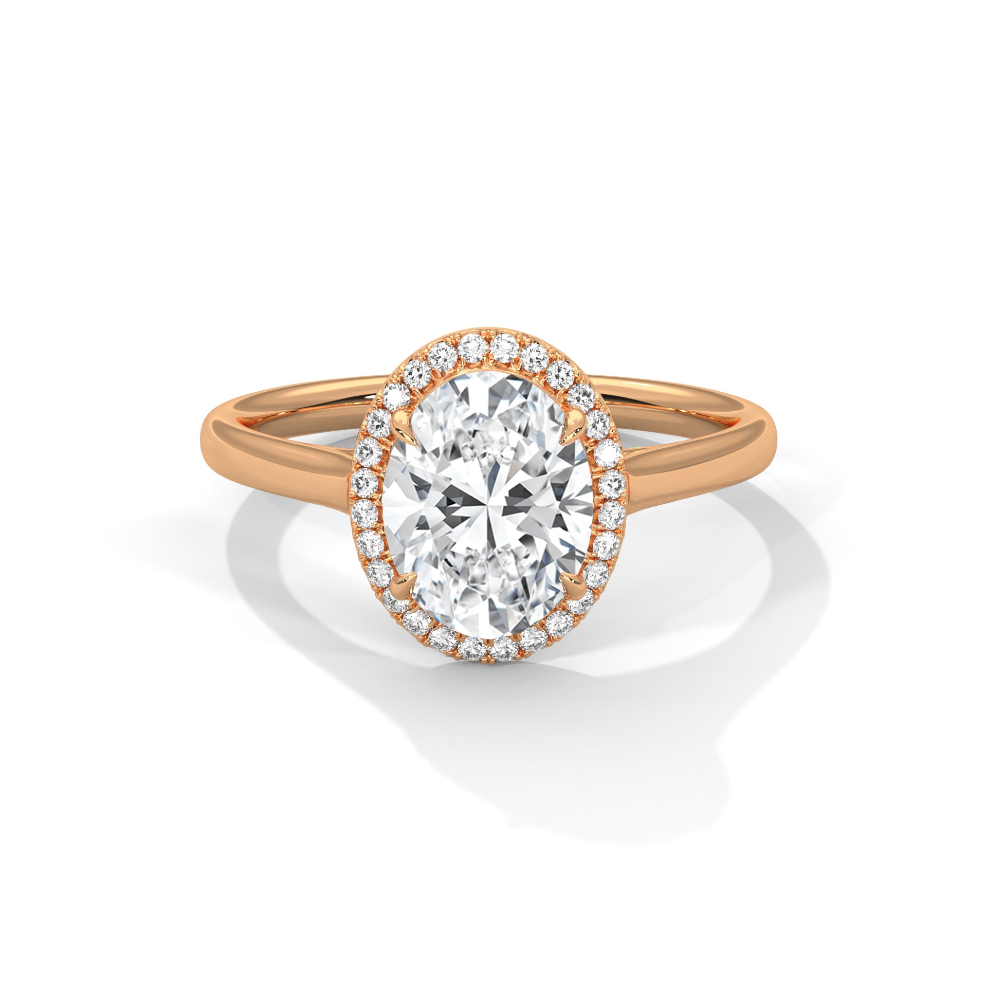 14KT 3.14 TDW Oval Halo Lab Diamond Engagement Ring