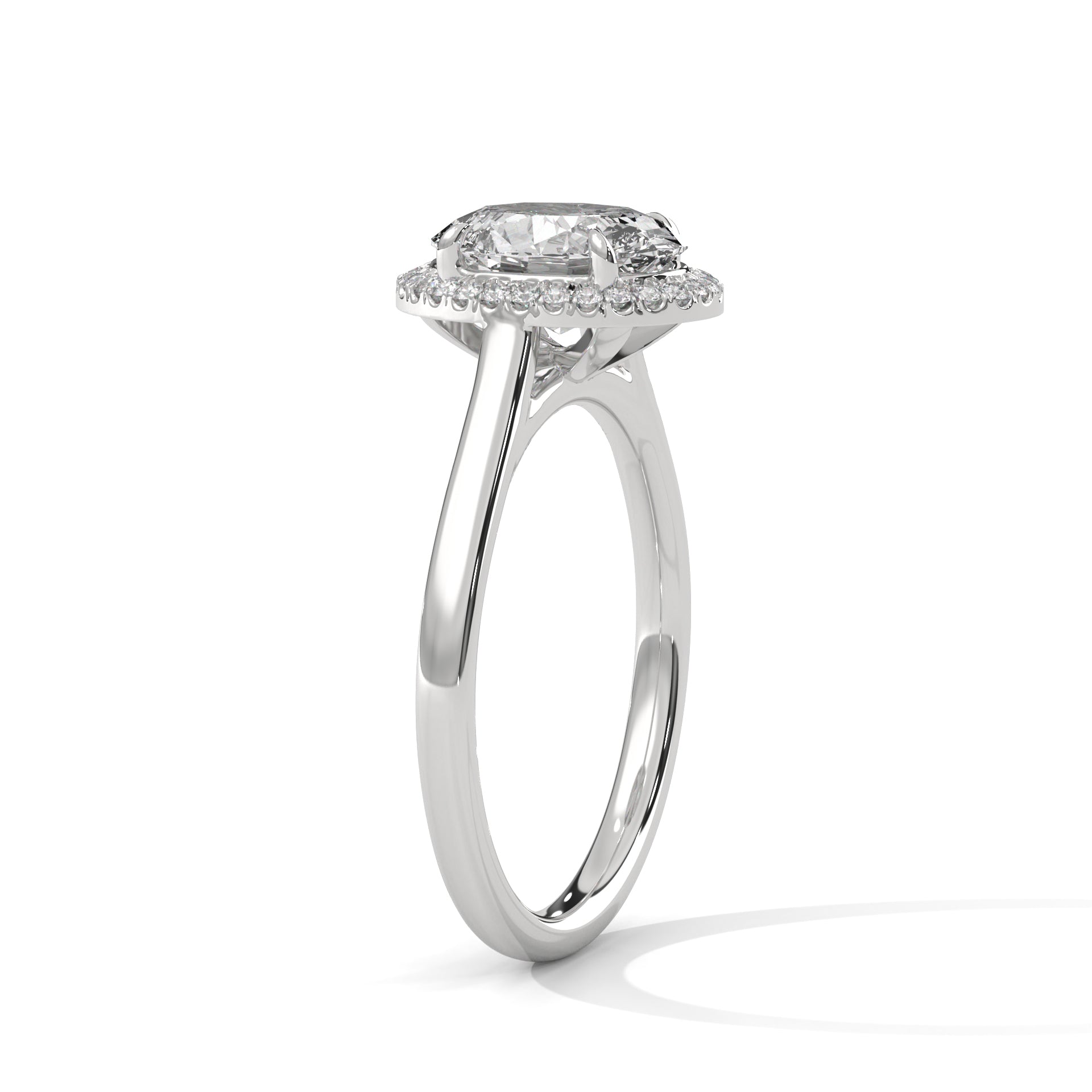 14KT 2.14 TDW Oval Halo Lab Diamond Engagement Ring