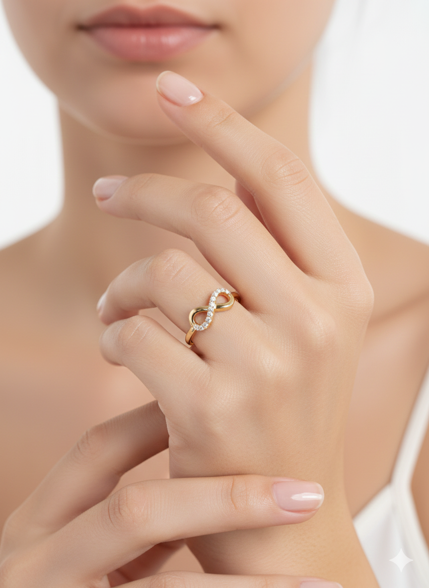 10KT Studded Infinity Ring
