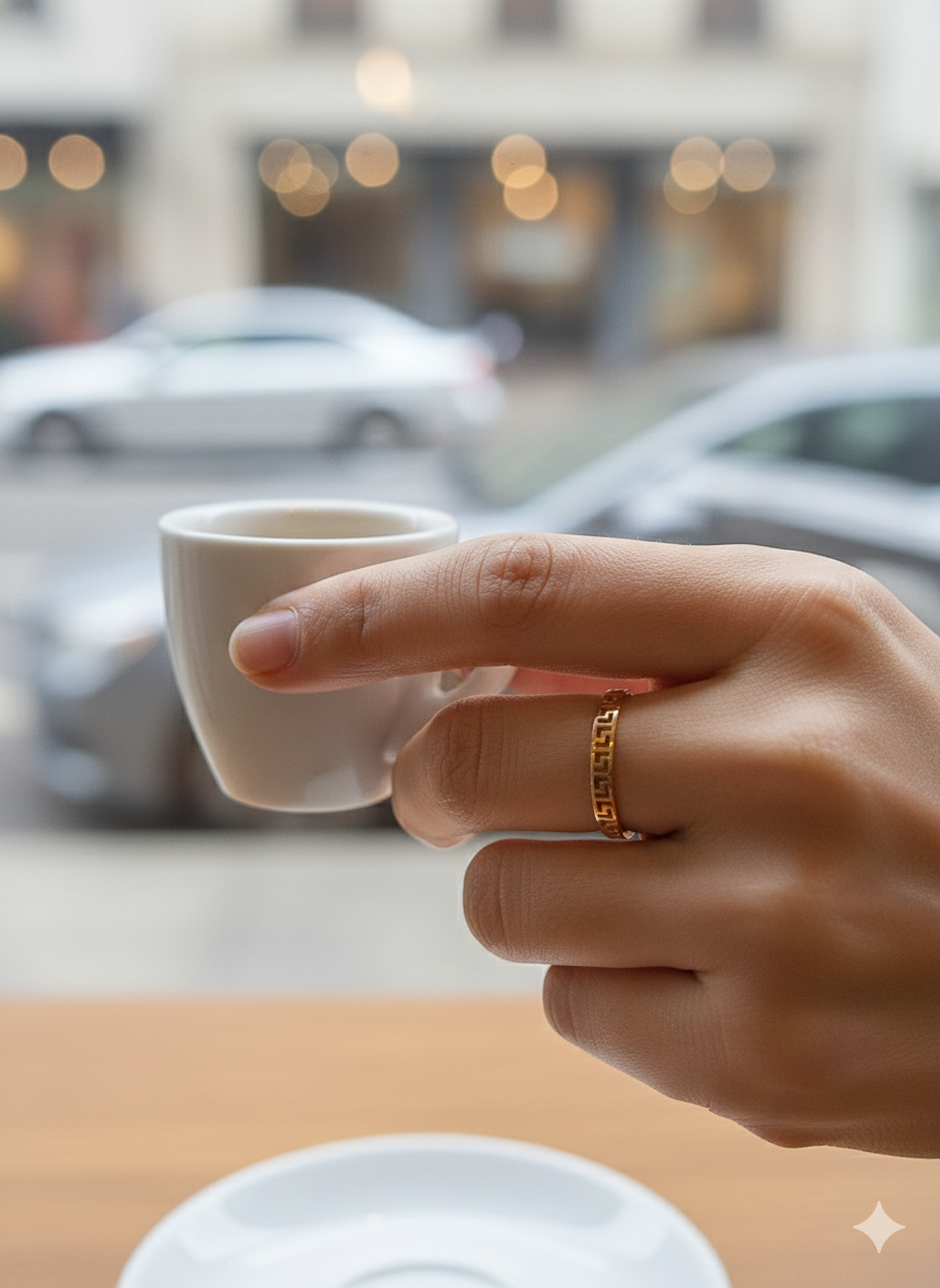 10KT Greek Meander Ring