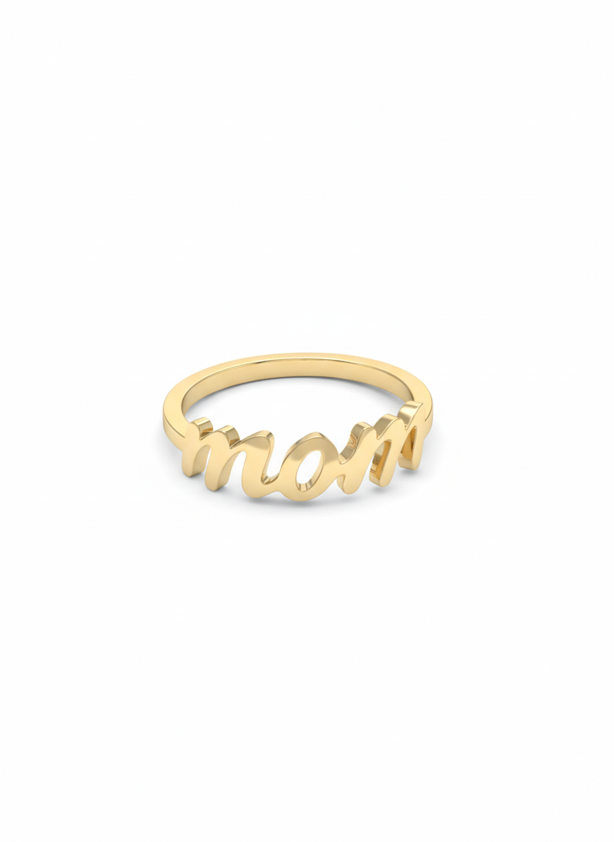 10KT Mom Lettering Ring