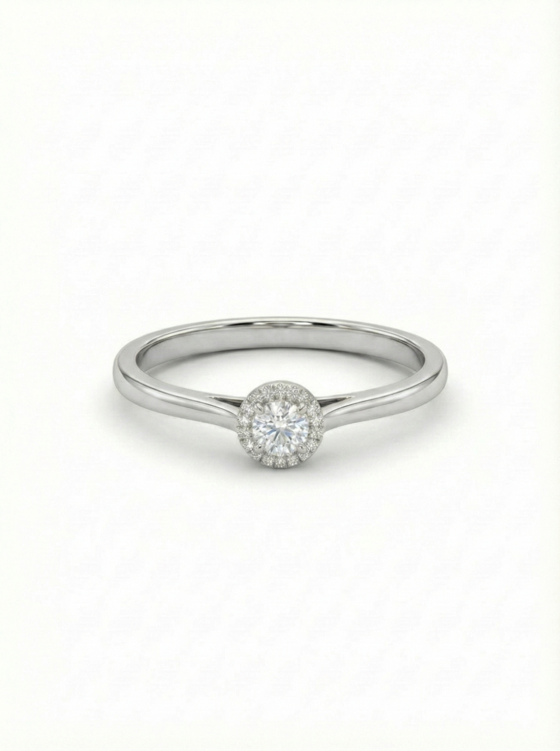 14KT .60Ct TDW Round Brilliant Halo Solitaire Lab Diamond Engagement Ring