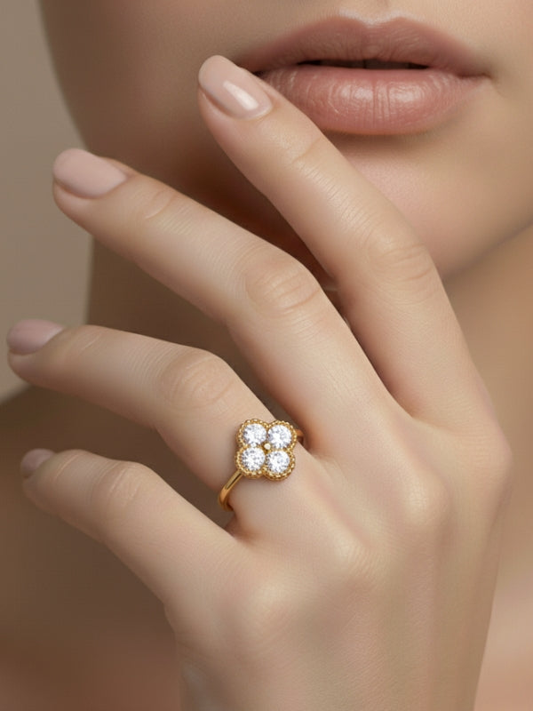 10KT Four-Leaf Clover Ring