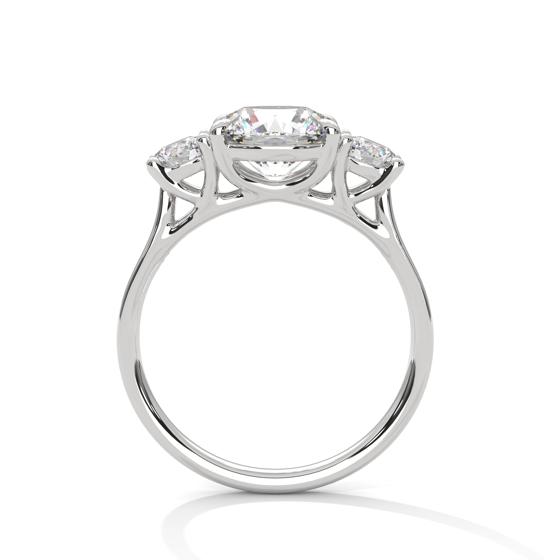 14KT 1.50 TDW Round Brilliant Trinity Lab Diamond Engagement Ring