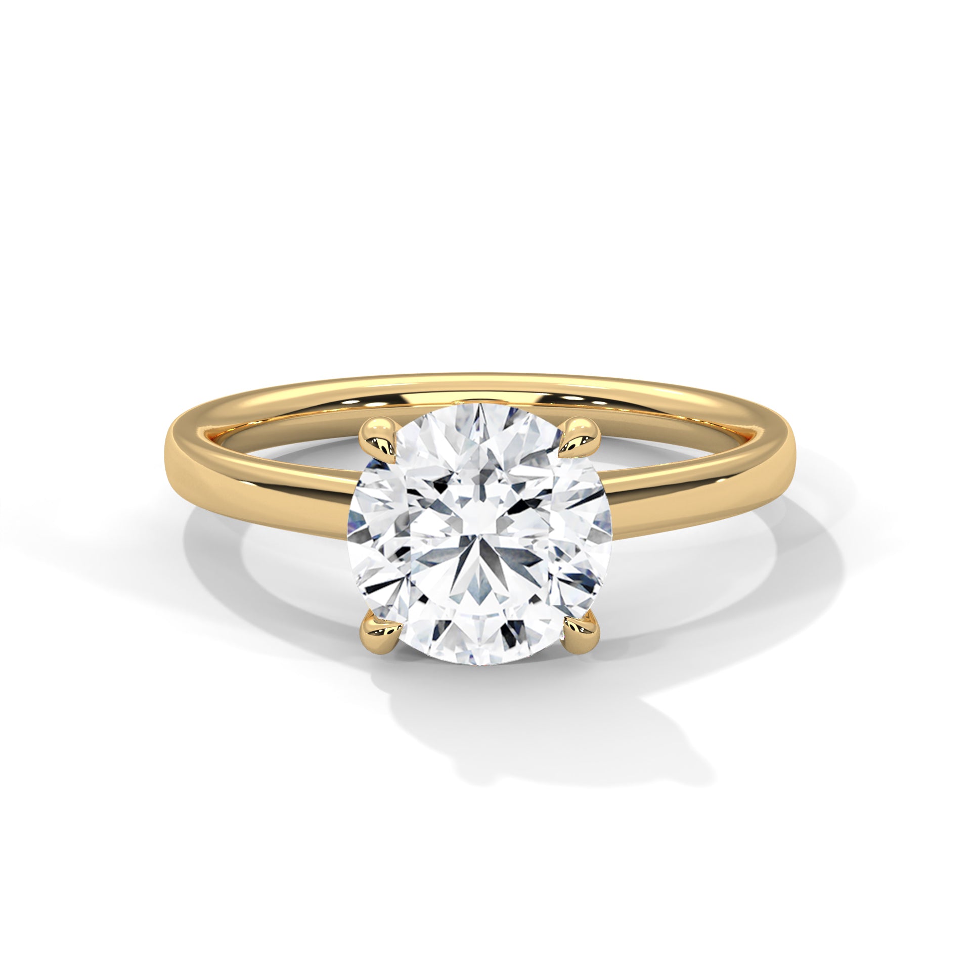 14KT 3.00CTW Round Brilliant Classic Solitaire Four-Prong Lab Diamond Engagement Ring