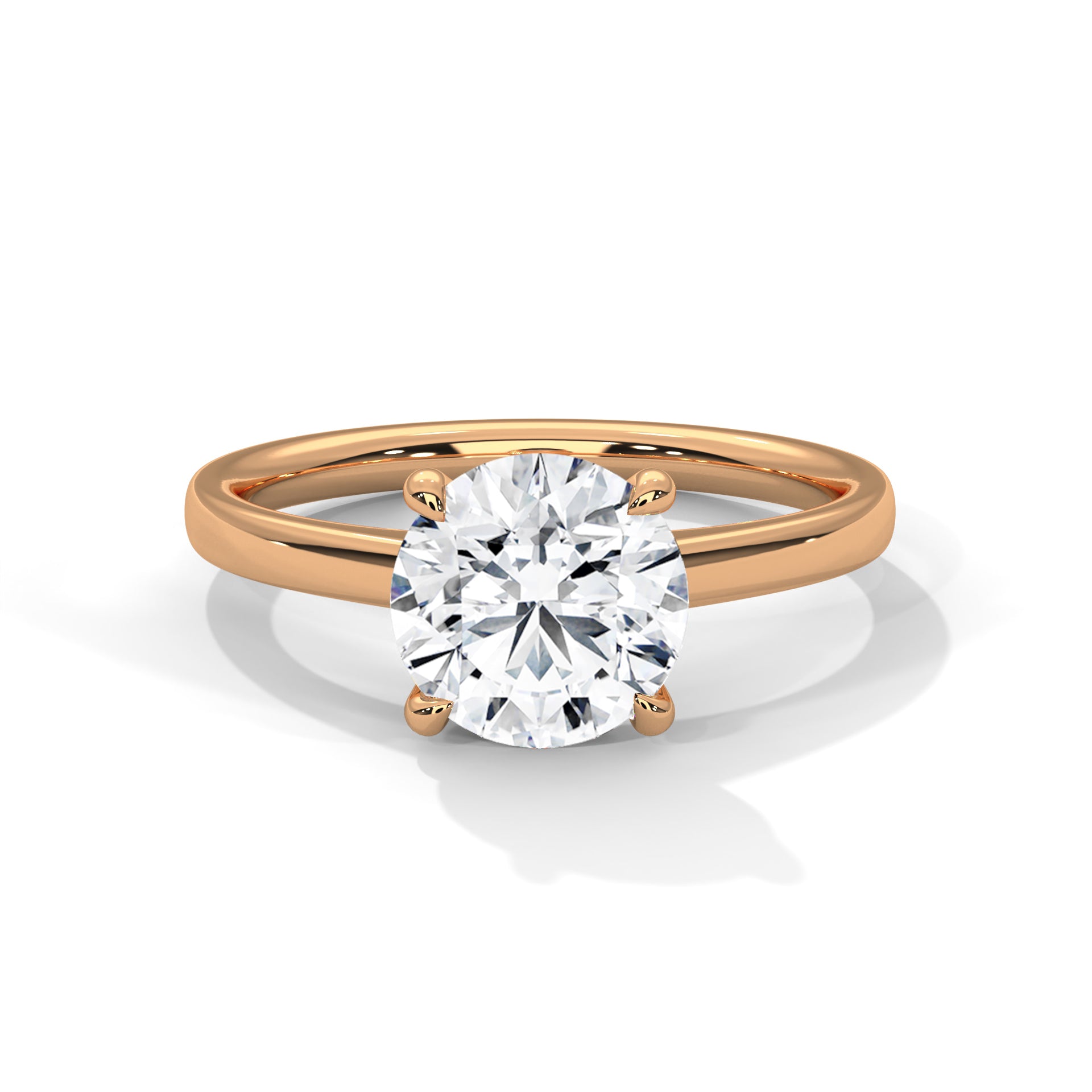 14KT 3.00CTW Round Brilliant Classic Solitaire Four-Prong Lab Diamond Engagement Ring