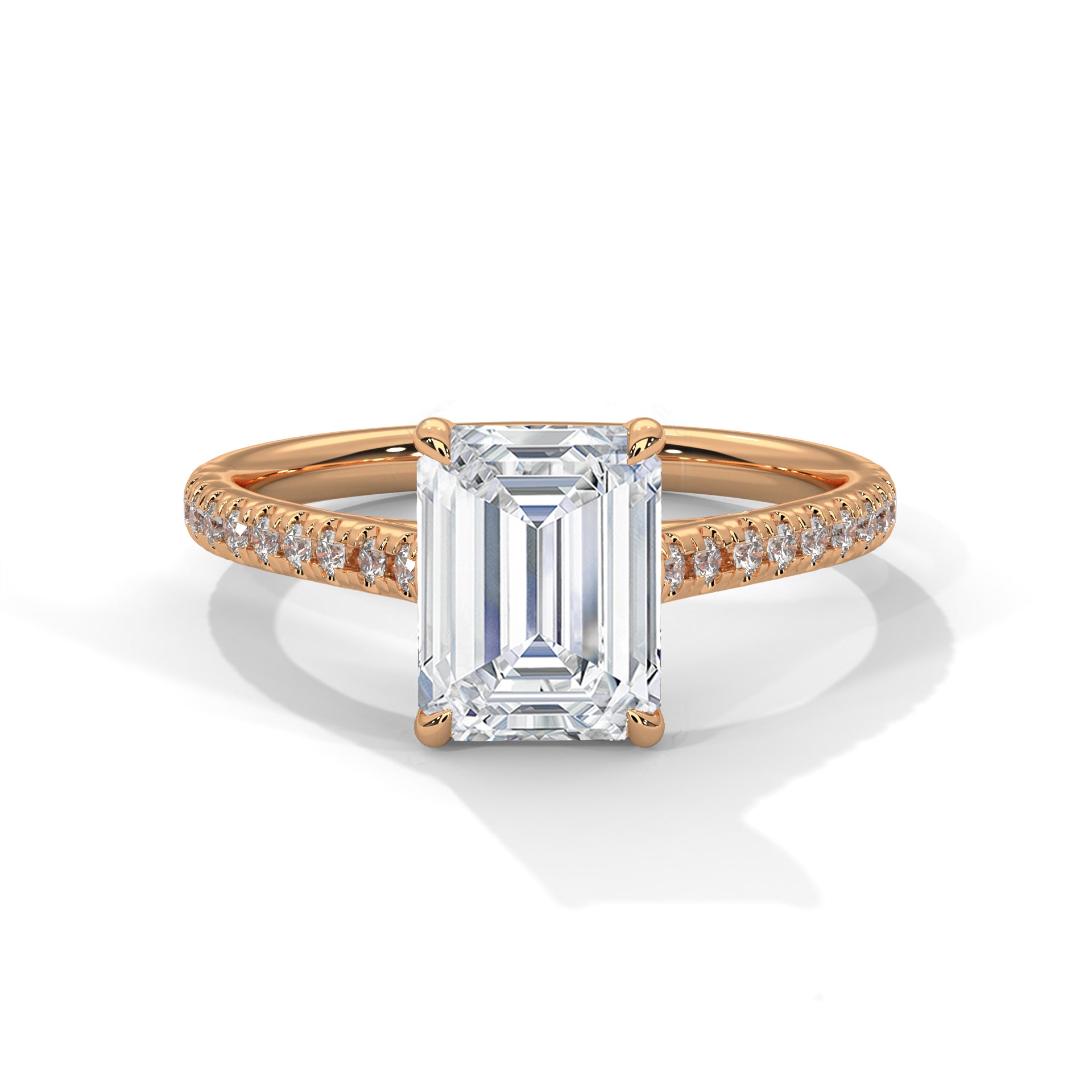 14KT 3.40TDW Emerald Cut Solitaire Lab Diamond Ring