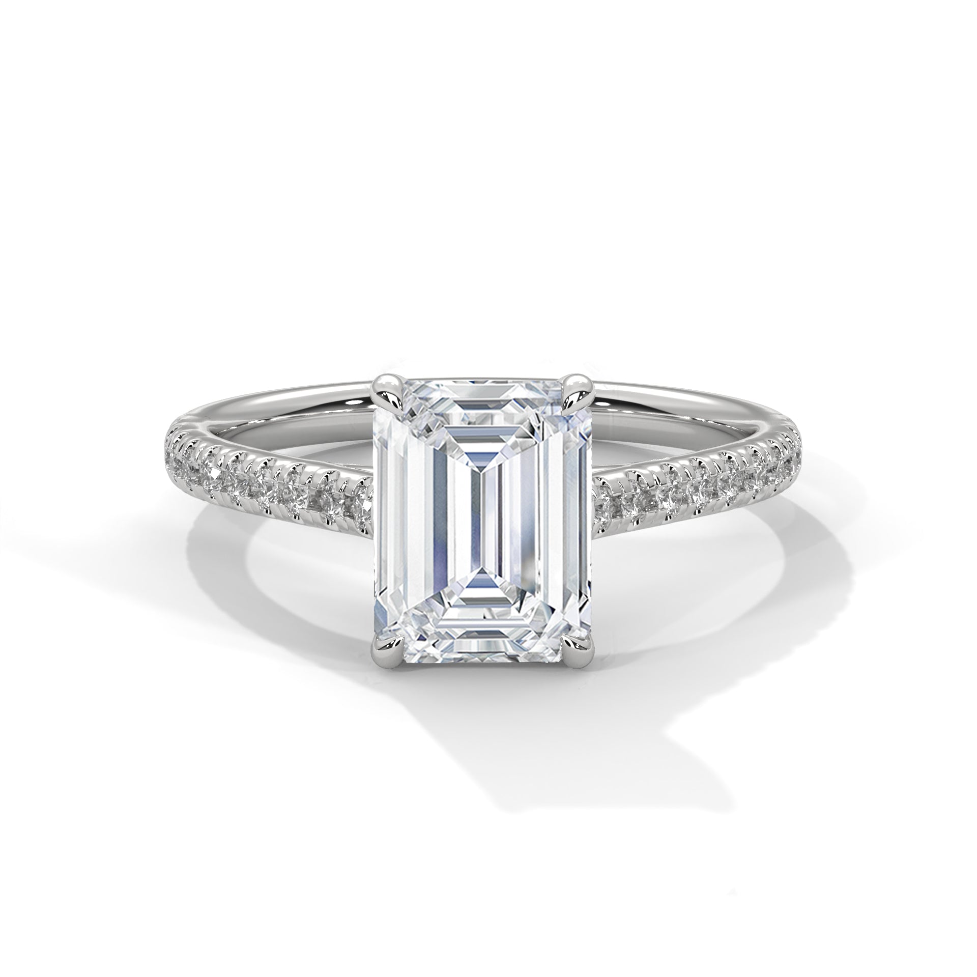 14KT 3.40TDW Emerald Cut Solitaire Lab Diamond Ring